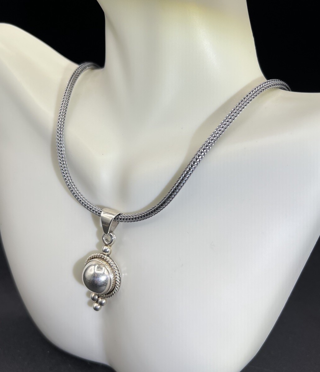 Sterling Silver Spiga Wheat Chain, Sterling Pendant Necklace, 17”, 24 Grams