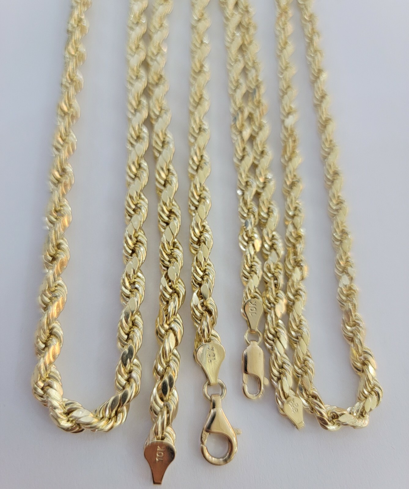 10K Yellow Gold Rope Chain 6mm Diamond Cut Necklace for Men 18-30″ Real 10KT