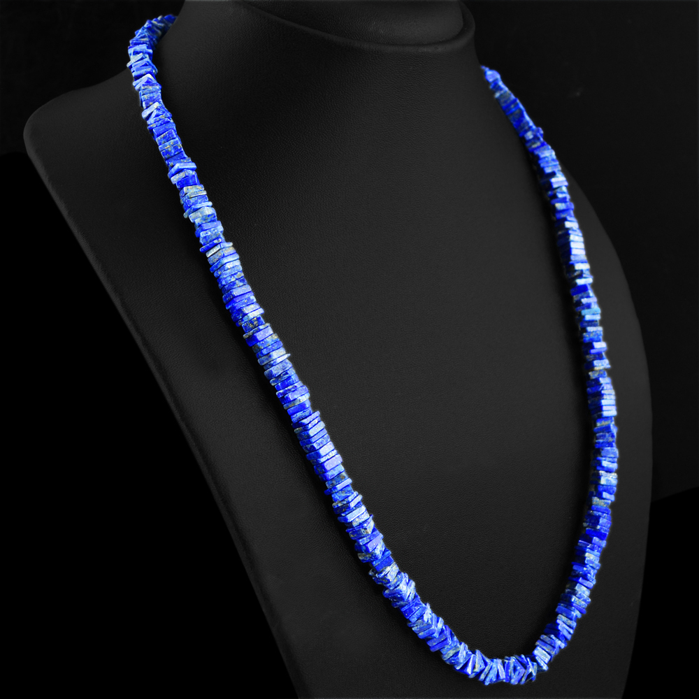 246.00 CTS NATURAL BLUE LAPIS LAZULI 20 INCHES LONG UNHEATED BEADS NECKLACE (RS)