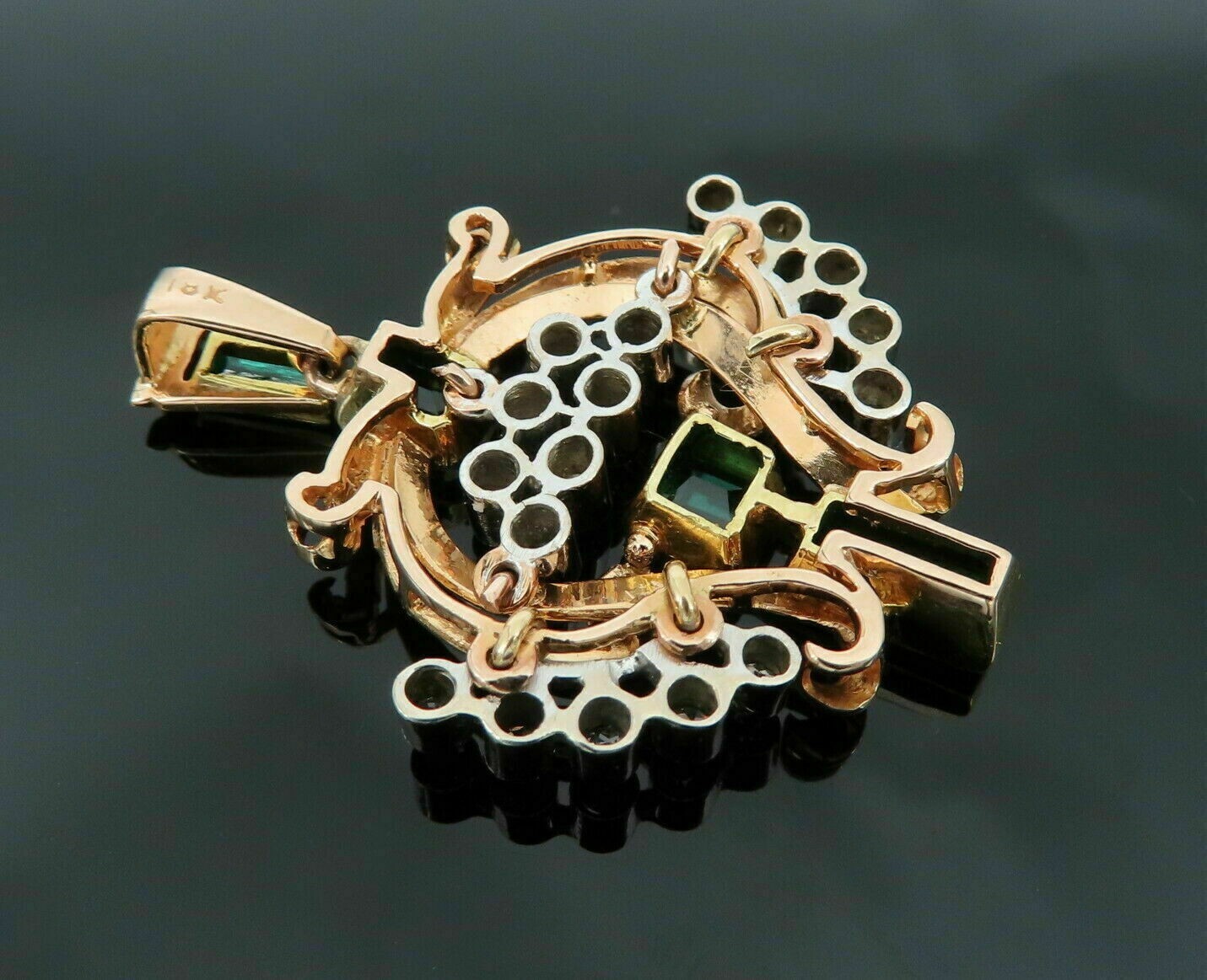 Lab Created Emerald Unique Pendant 3Ct Emerald Cut 14K Yellow Gold Plated Silver