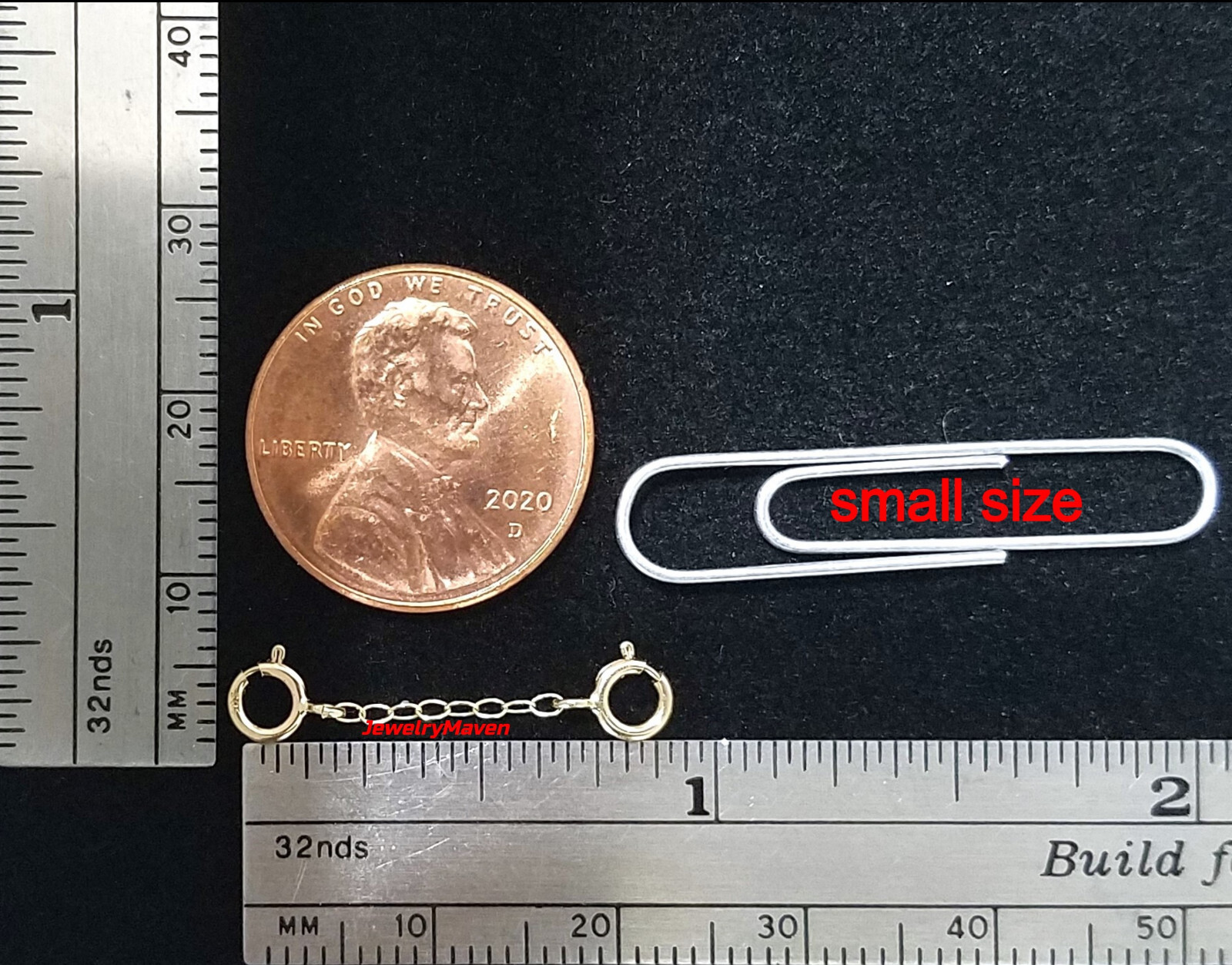 14k 1.2mm White Gold DOUBLE 4.5mm Spring Ring Clasp 0.75″ Safety Chain Extender