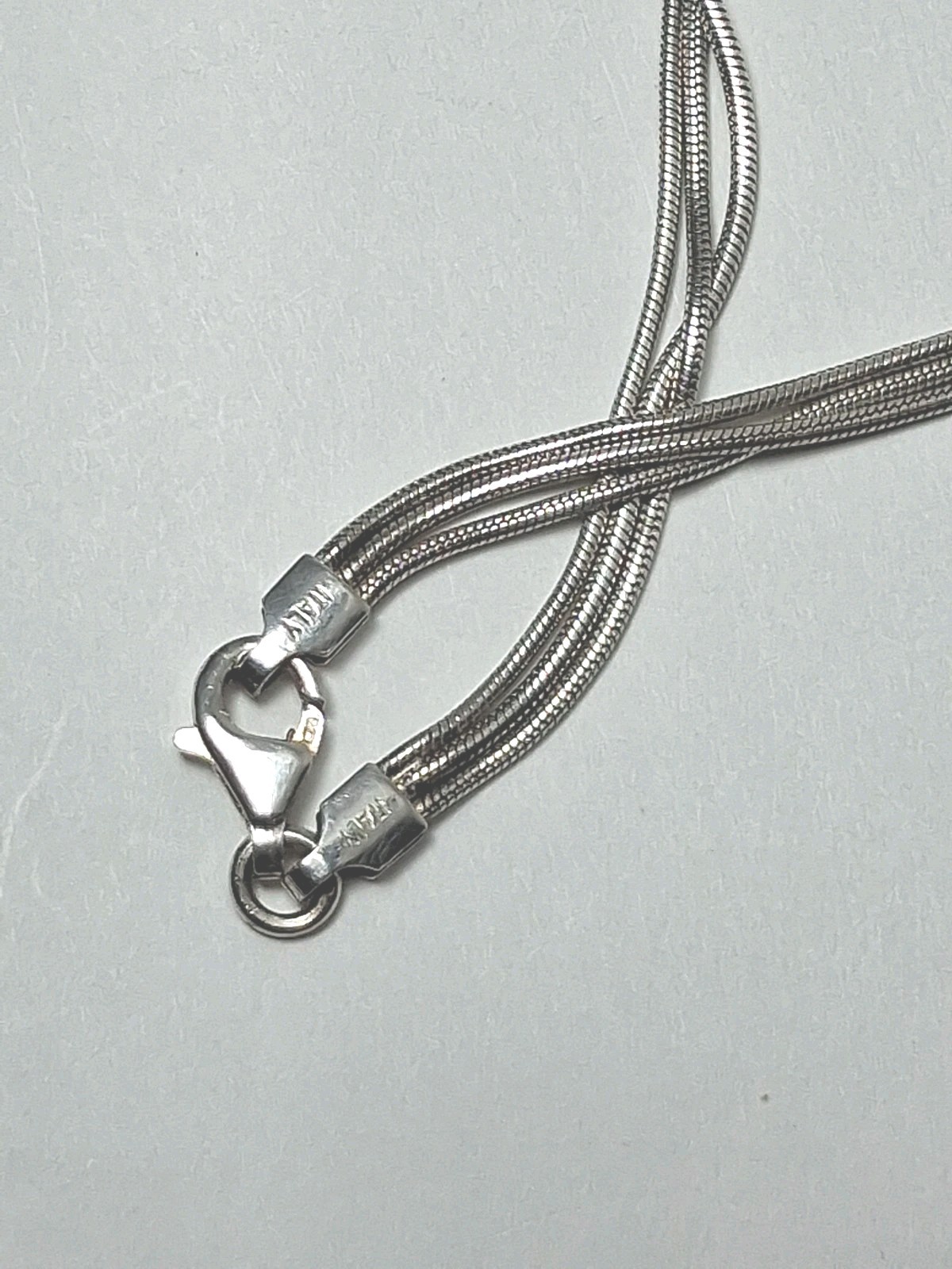Silver Tone 3 Strand Necklace Marked 925