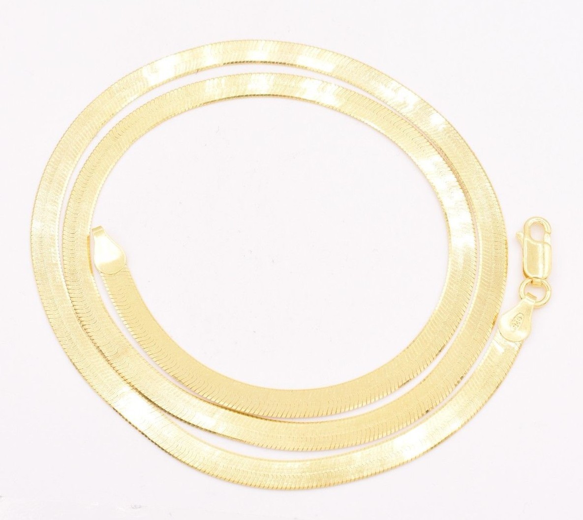 4.5mm Flexible Herringbone Chain Necklace 14K Yellow Gold Plated Silver 925