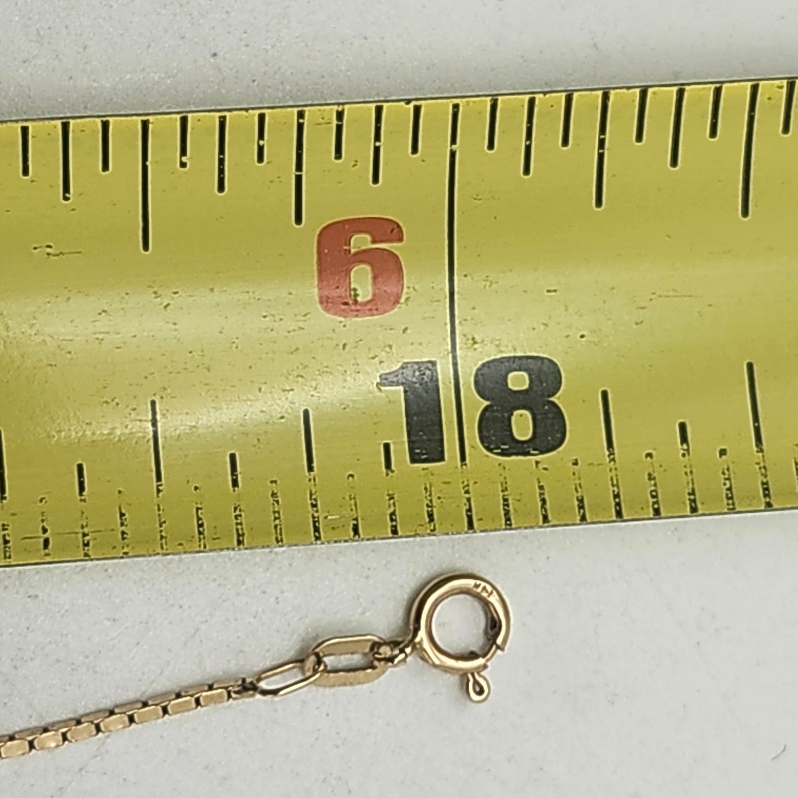 NC 14K Yellow Gold Box Chain Necklace 18 Inch 0.75mm Dainty 2.48g Spring Clasp