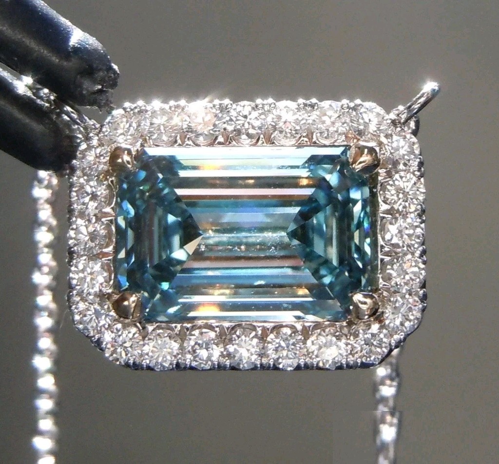 8.50 Ct Certified Treated Amazing Blue Diamond Solitaire Pendant In 925 Silver