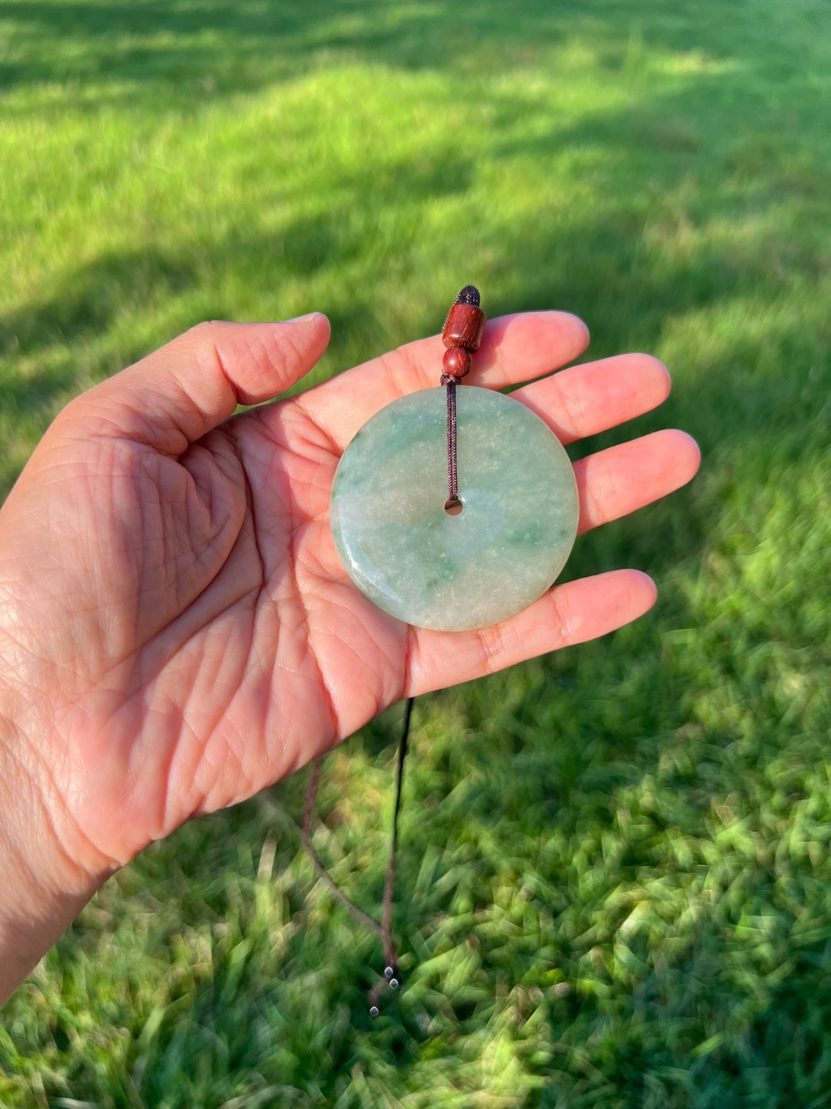 Icy Green 100% Natural Grade A Jadeite Jade Large PingAn Pendant B991 p3