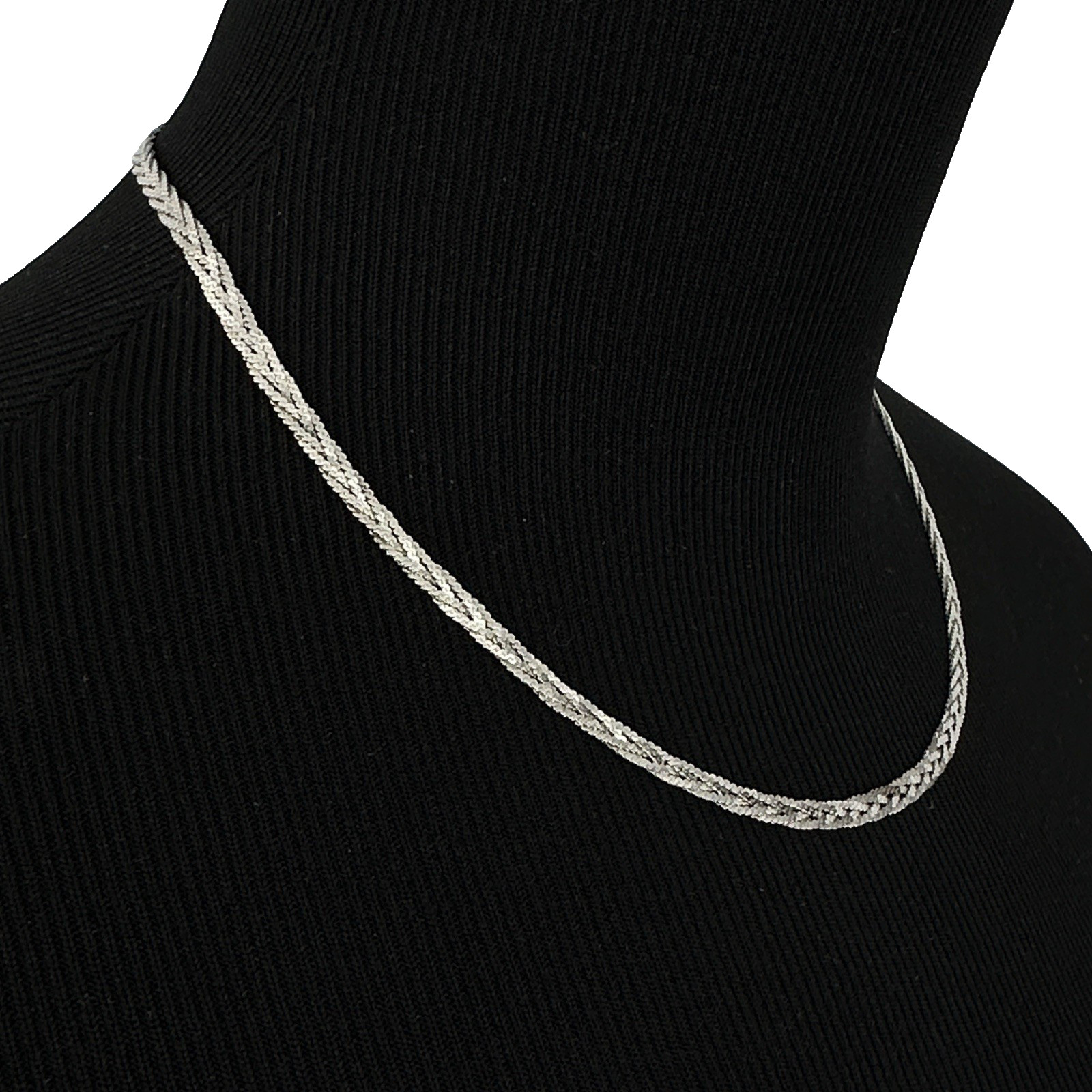 BRAIDED chain necklace – sterling silver w/ rhodium plating 3mm x 17″ & 8.3g