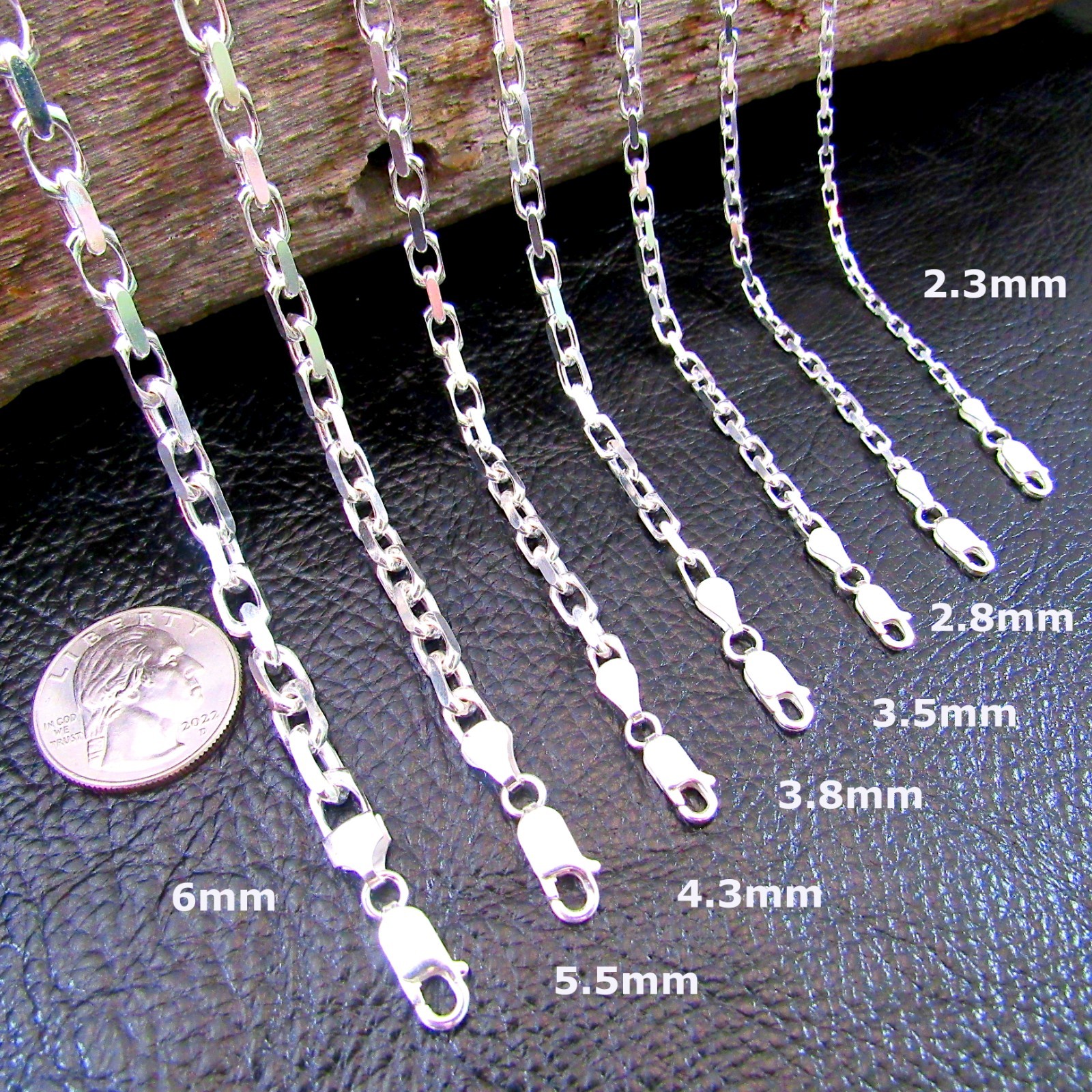 Solid 925 Sterling Silver Men’s Italian Forzatina / Anchor / Cable Link Chain