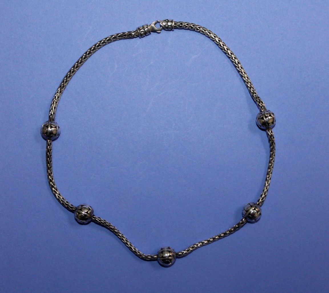 John Hardy SS Dot Collection 5 Station Choker Necklace 15.75″ [115GCM]