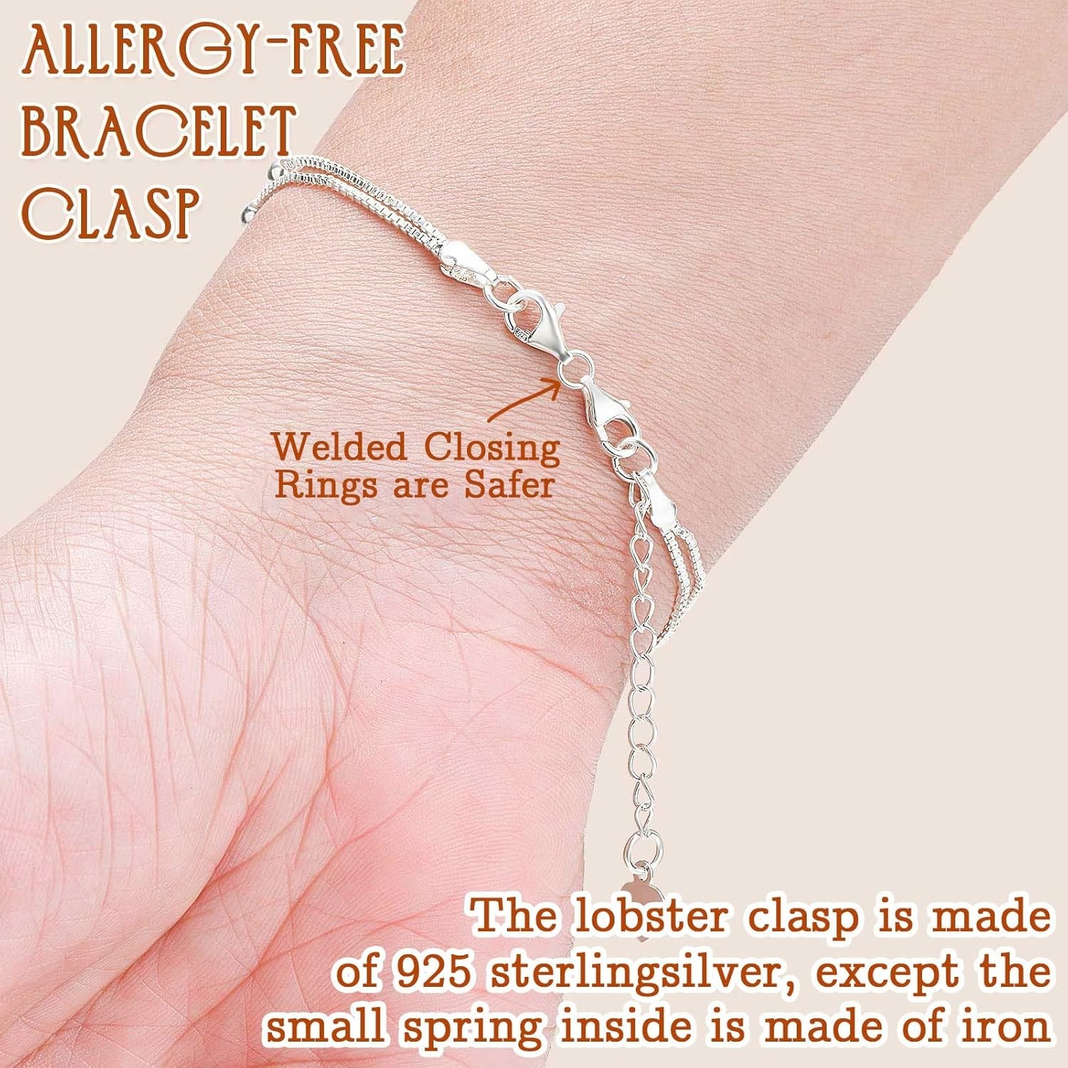Double Lobster Claw Clasps 925 Sterling Silver Necklace Extender, Double End Des