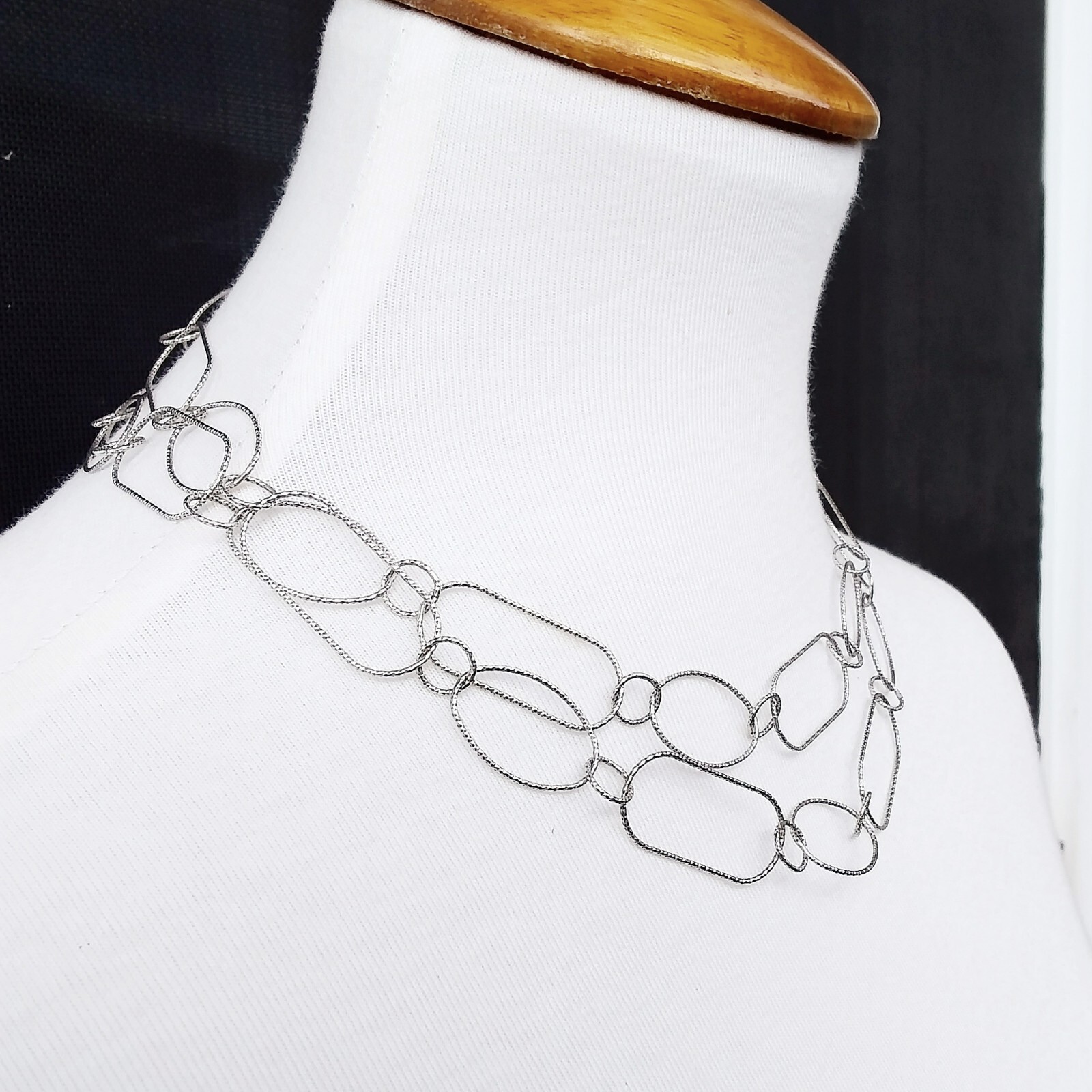 Silpada Sterling Silver Necklace Oval Links Diamond Cut 36in N2731 Retired 2013