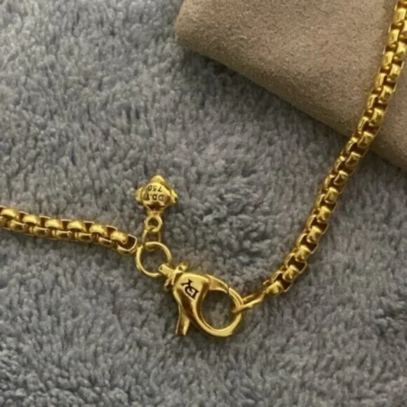 David Yurman Gold and Diamond Dog Tag Pendant Necklace