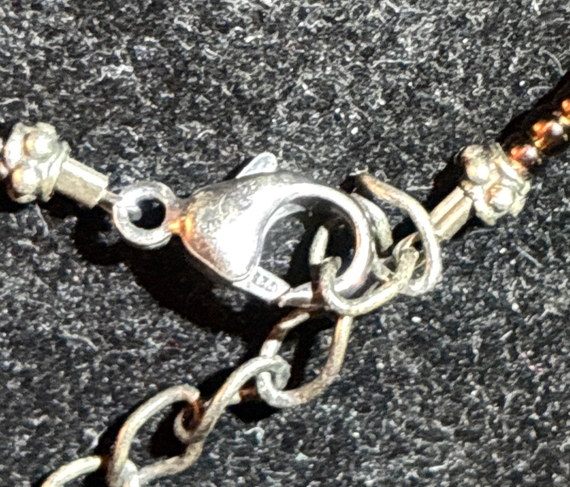 925 Sterling Silver Beaded Necklace Lobster Clasp Up To 17.5”