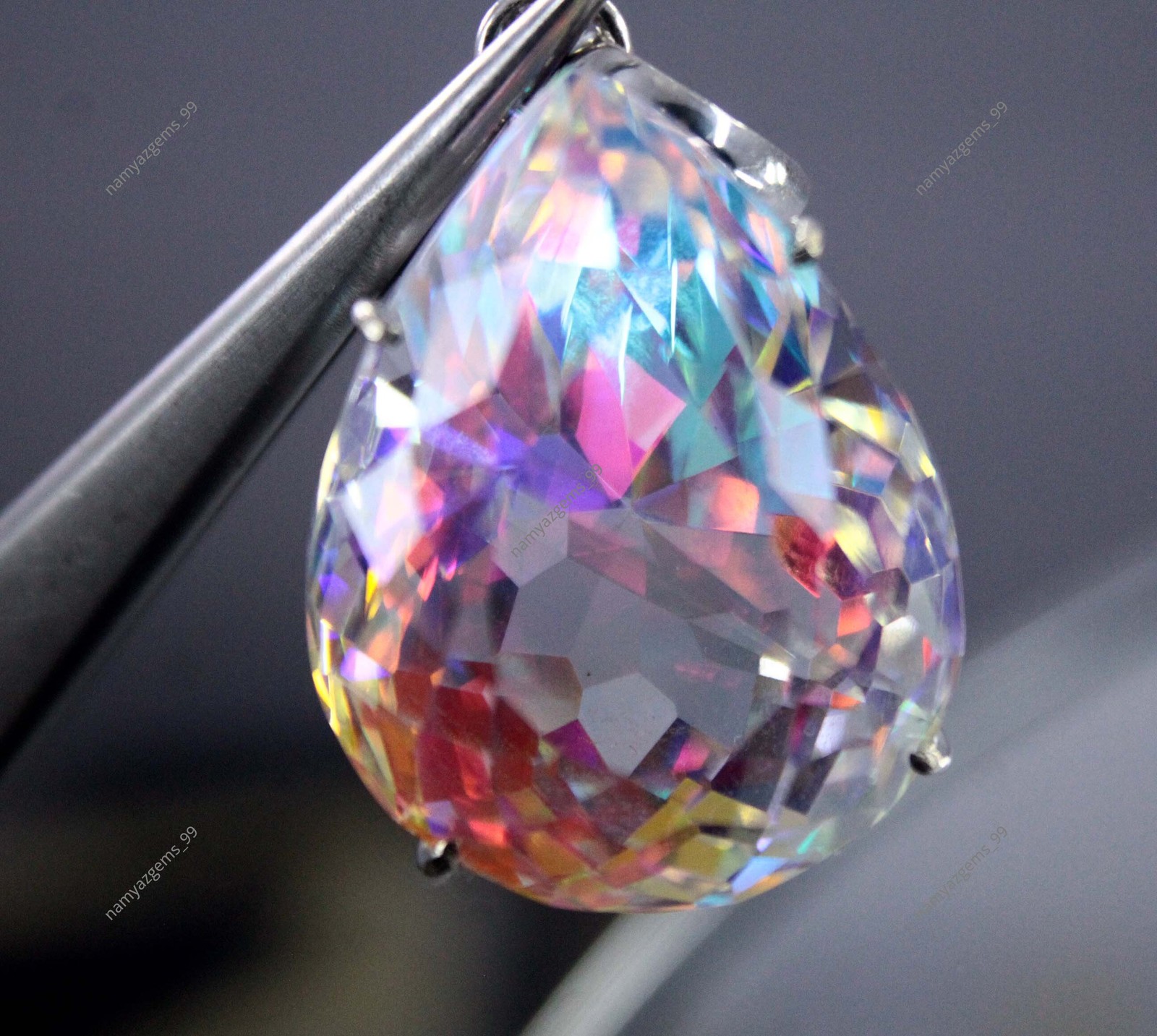 76.95 Ct+ Natural Rare Mystic Multi Color 925 Solid Silver Pendant Gemstone