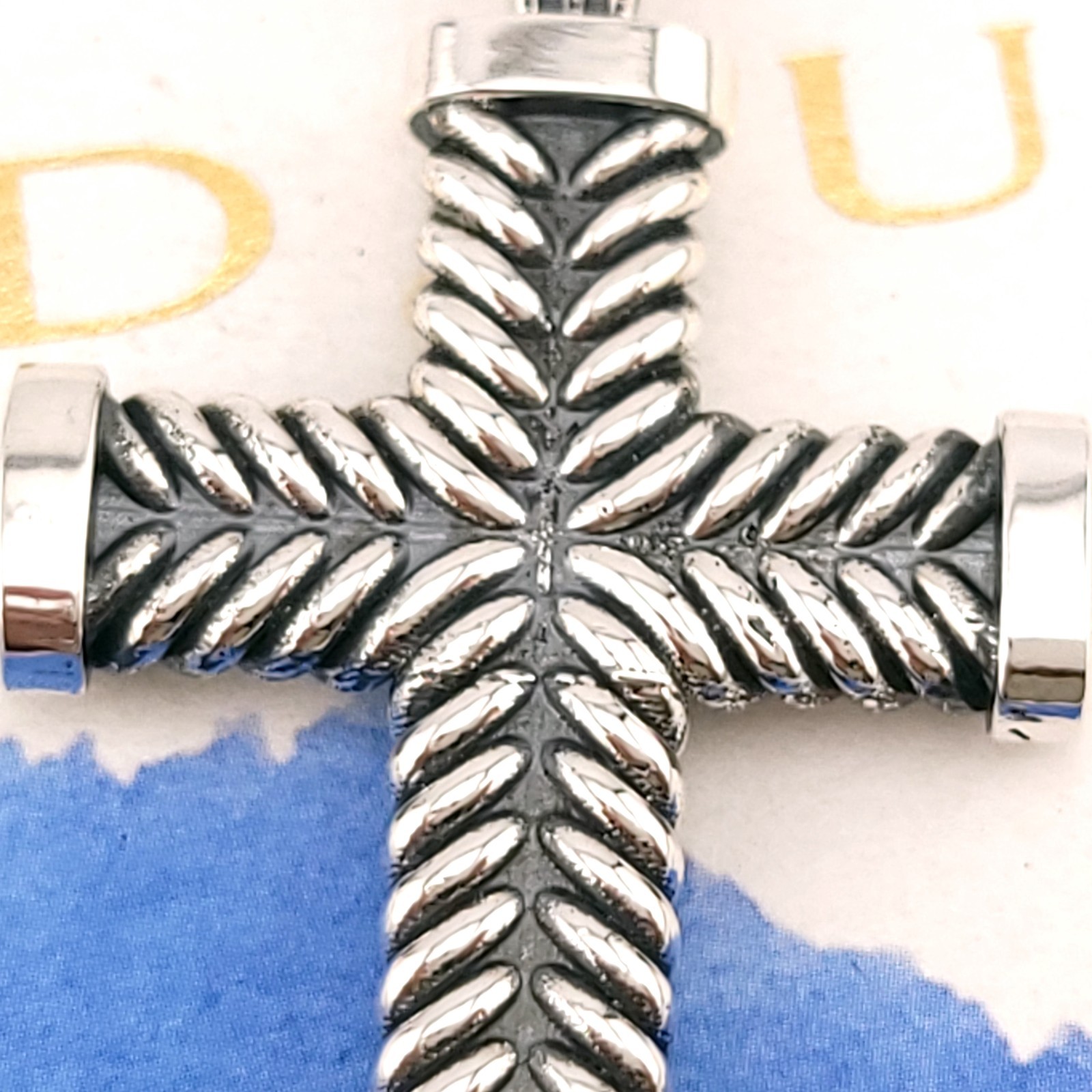 David Yurman Sterling Silver 27×45 Chevron Cable Cross Crucifix Amulet Pendant
