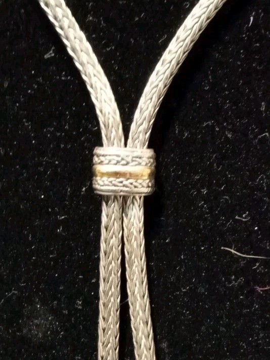 Sterling Silver 9.25 Double Ball- 14kt Gold Adjustable Lariat Necklace Bali