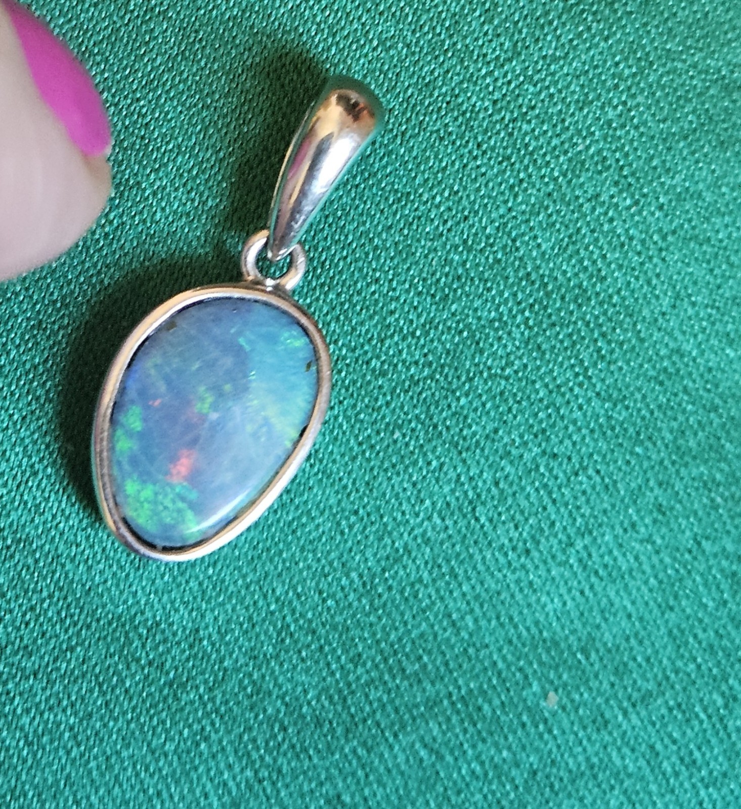 Opal Natural Australian Pendant Free Form Sterling Silver 925