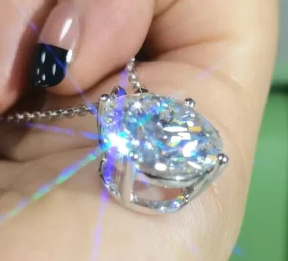 RARE 7.00 Ct Certified White Treated Diamond Solitaire Pendant in 925 Silver