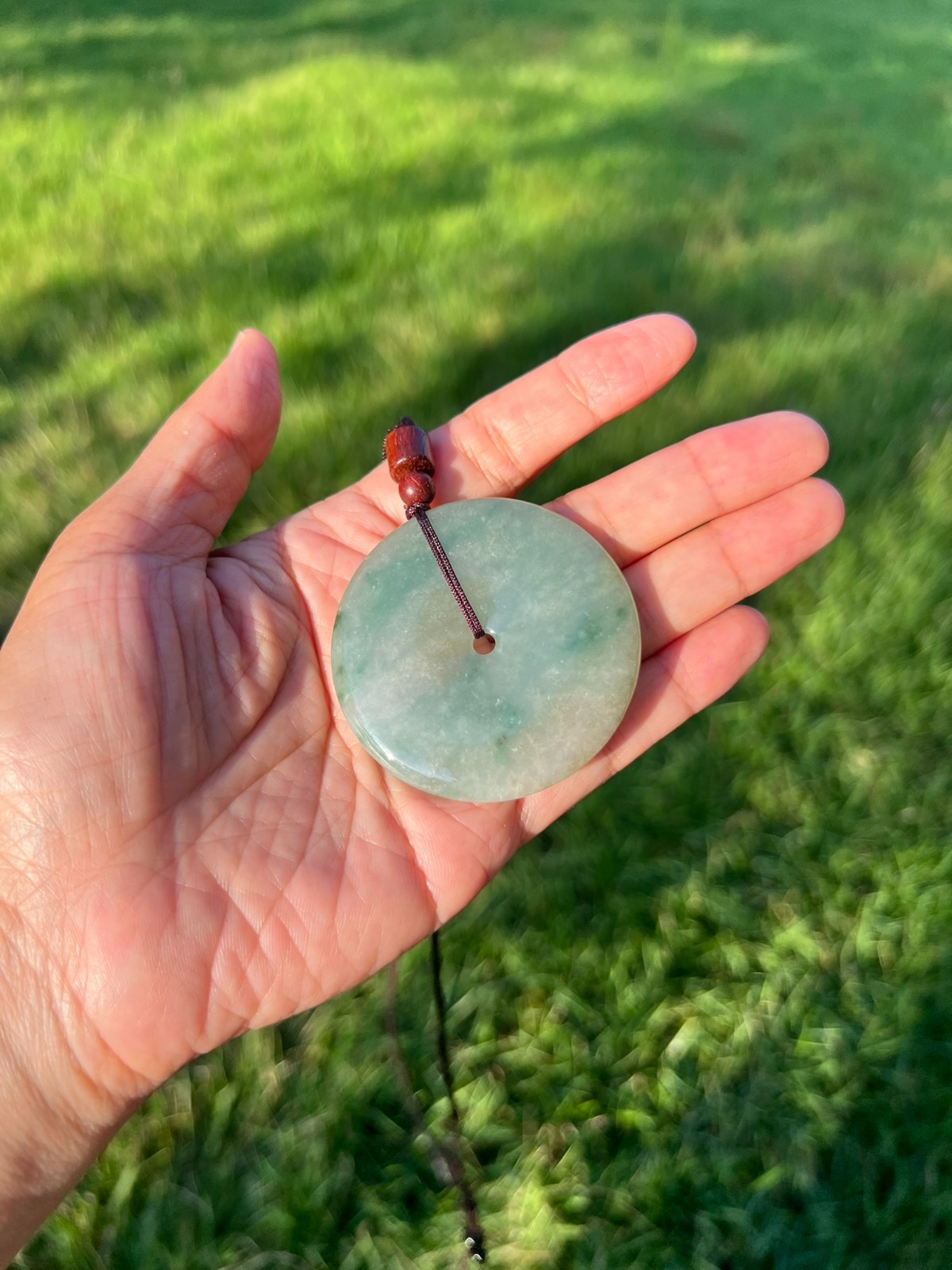 Icy Green 100% Natural Grade A Jadeite Jade Large PingAn Pendant B991 p3