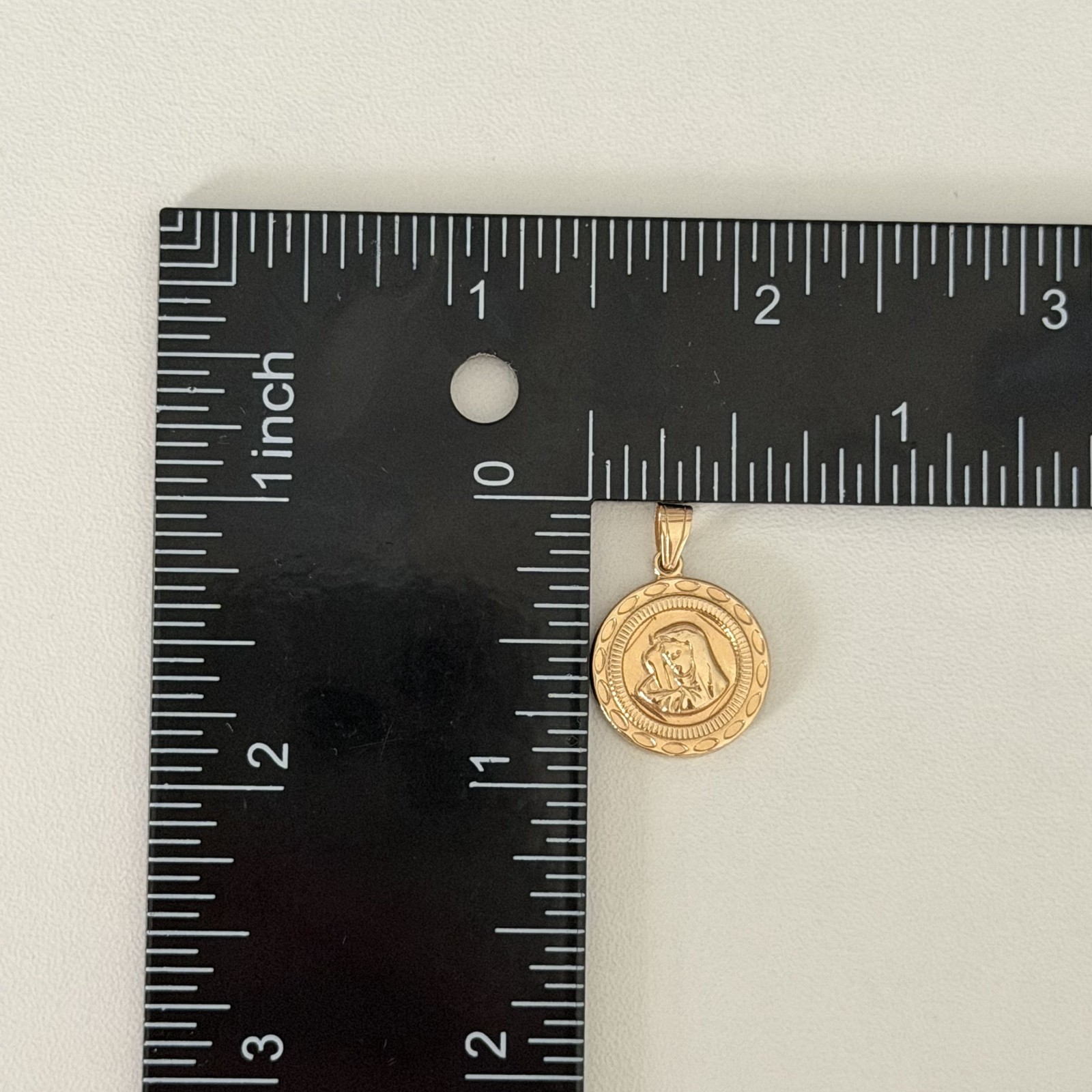 18K Yellow Gold Madonna Mother Mary Religious Medal Charm Pendant Vtg Reversible
