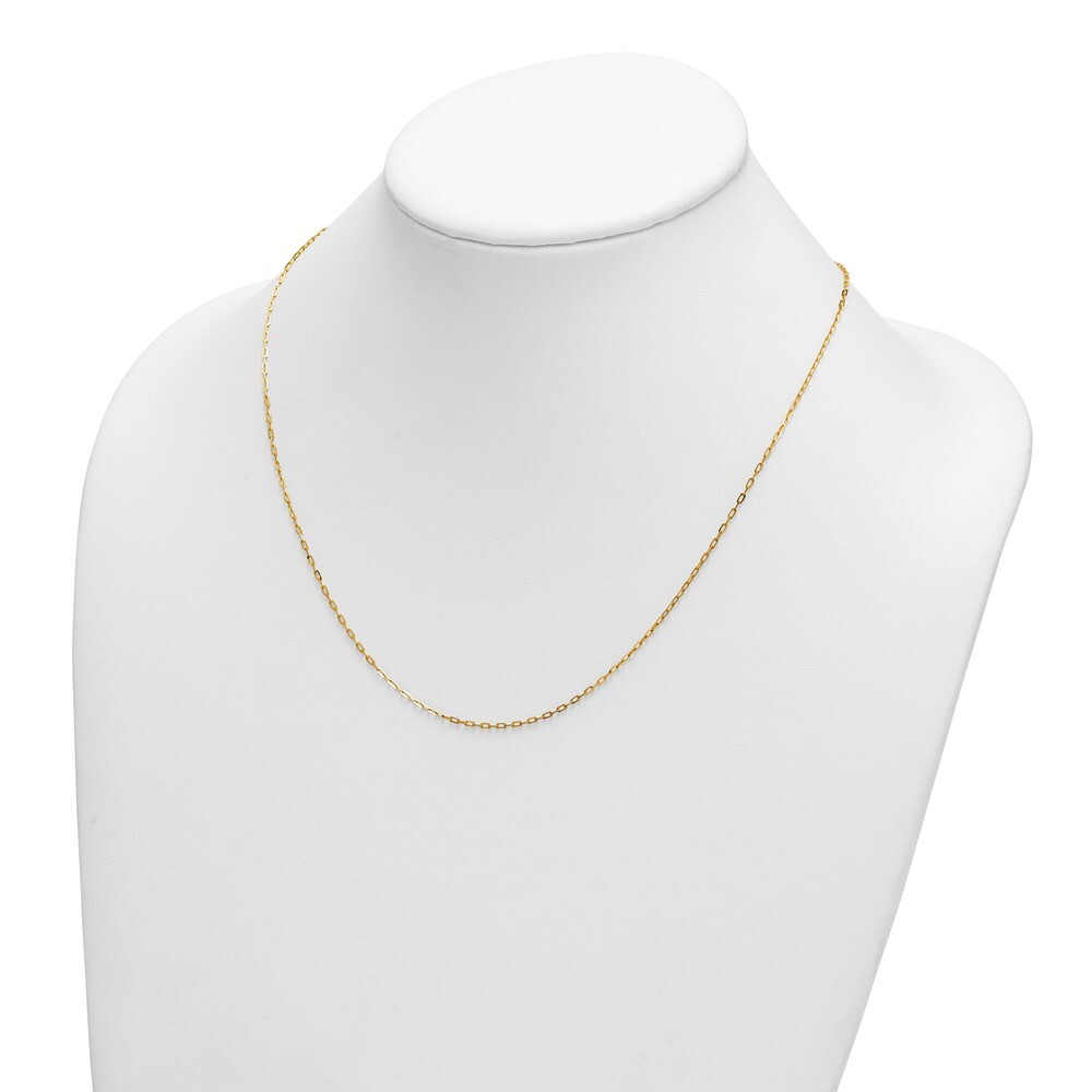 18k Yellow Gold Polished Diamond-cut 1.2mm Solid Oval Link Chain Necklace 20″