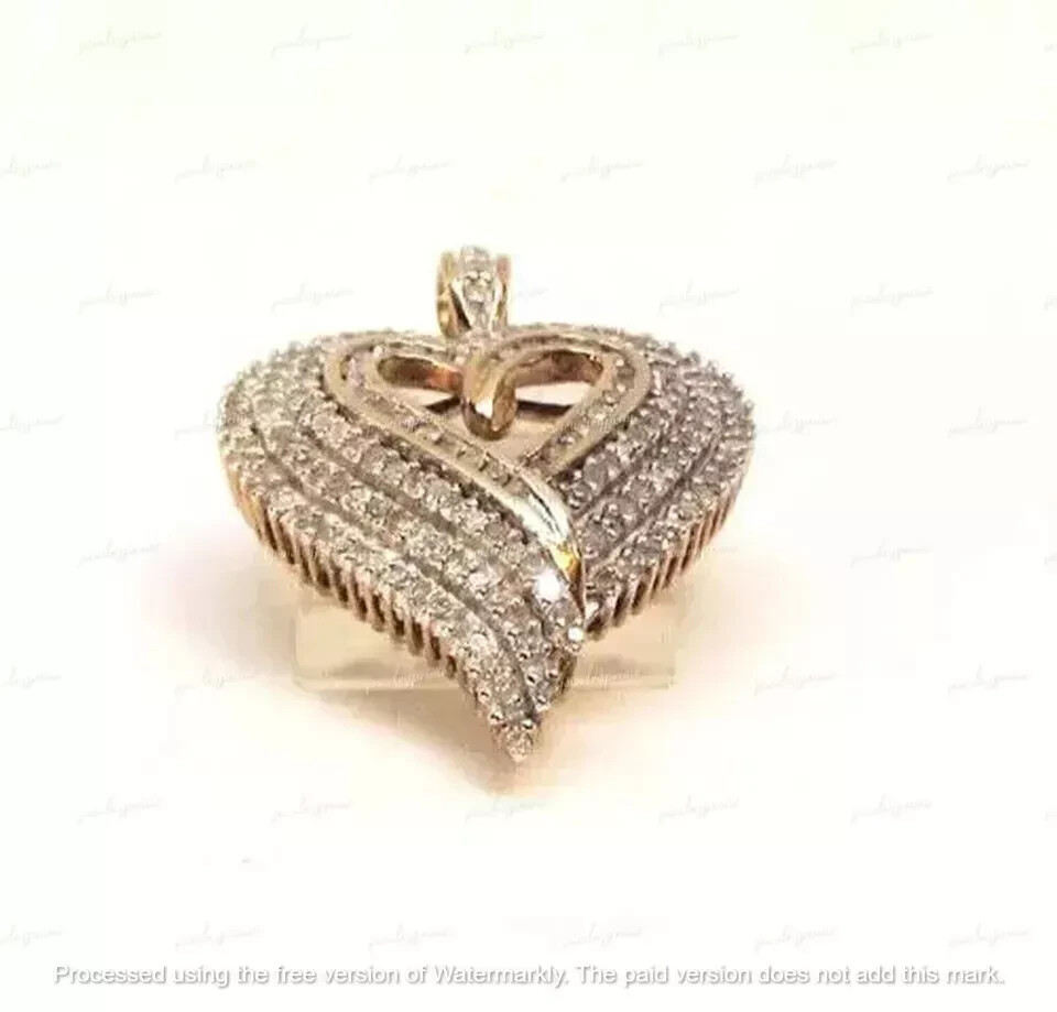 2Ct Round Cut Lab-Created Diamond Heart Pendant 14k white Gold Plated 18″ Chain
