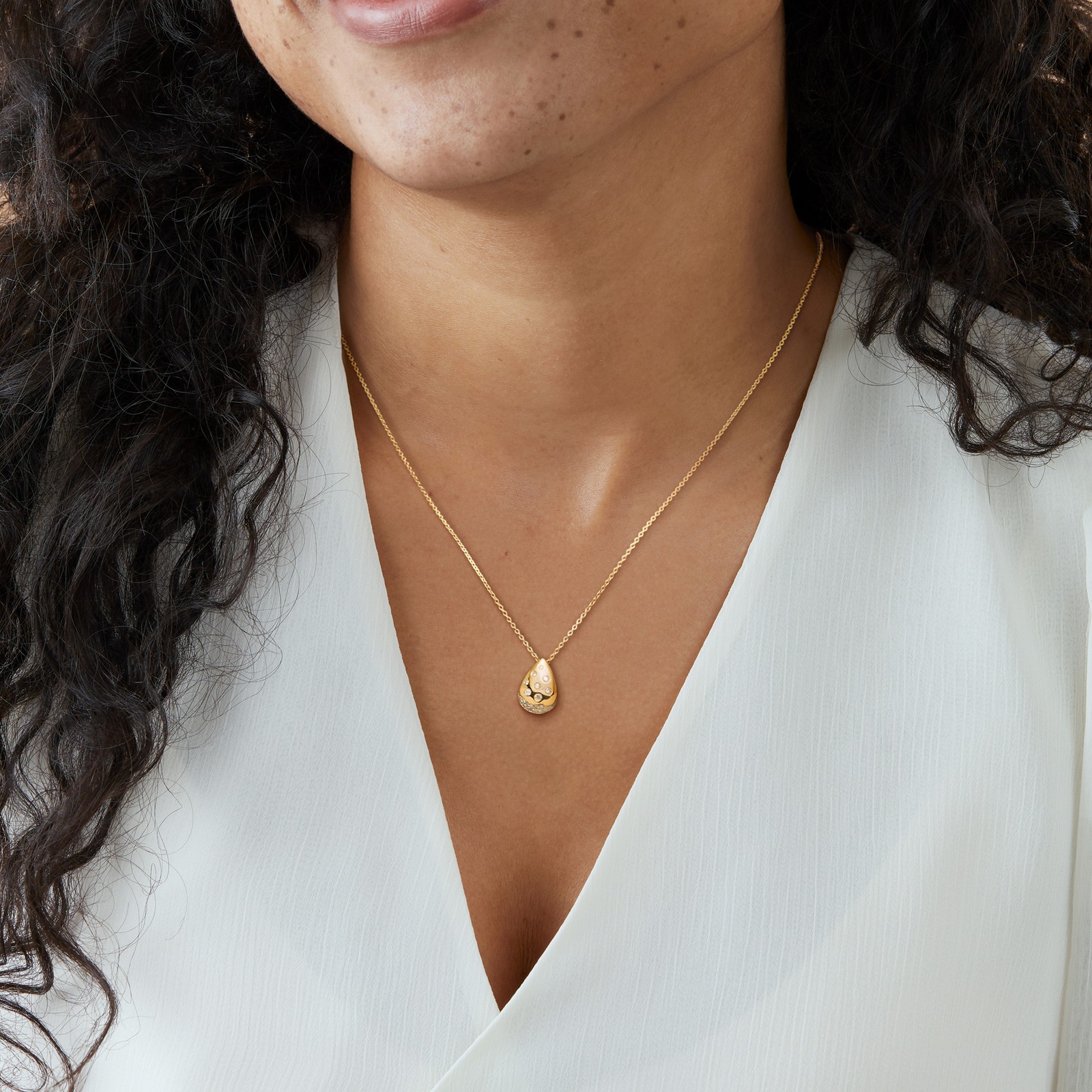 Ross-Simons Scattered-Diamond Teardrop Ncklc in 18k Gold Plate 18 inches