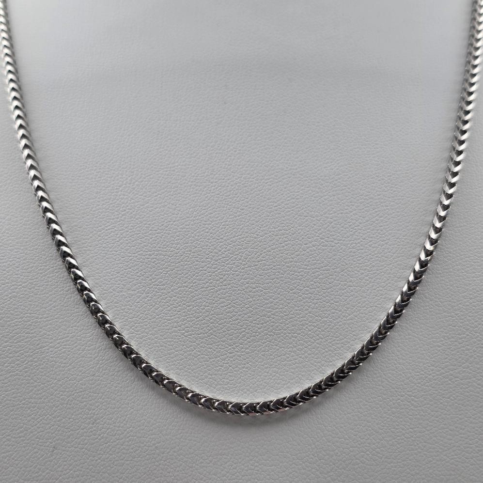 20″ Long 925 Sterling Silver 2.3mm Thick Franco Link Box Chain Necklace ITALY
