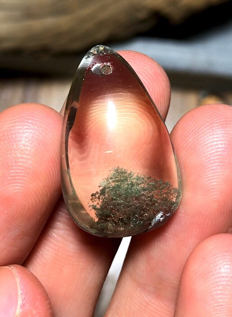 US SELLER Natural Green red Phantom Quartz Pendant Teardrop Brazil Crystal Stone