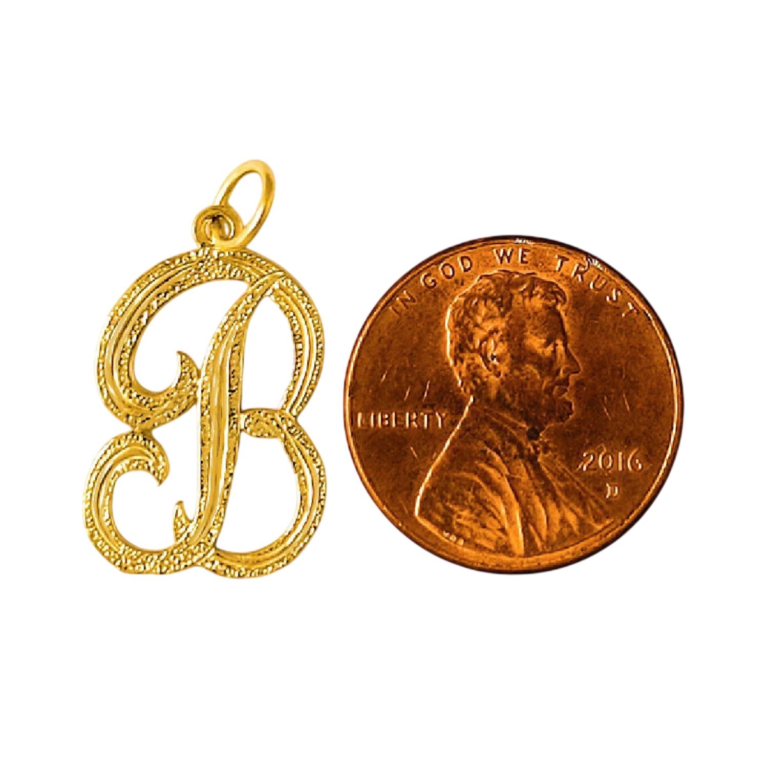 A to Z Any One 14K Yellow Gold Letter Pendant Charm, Made in USA