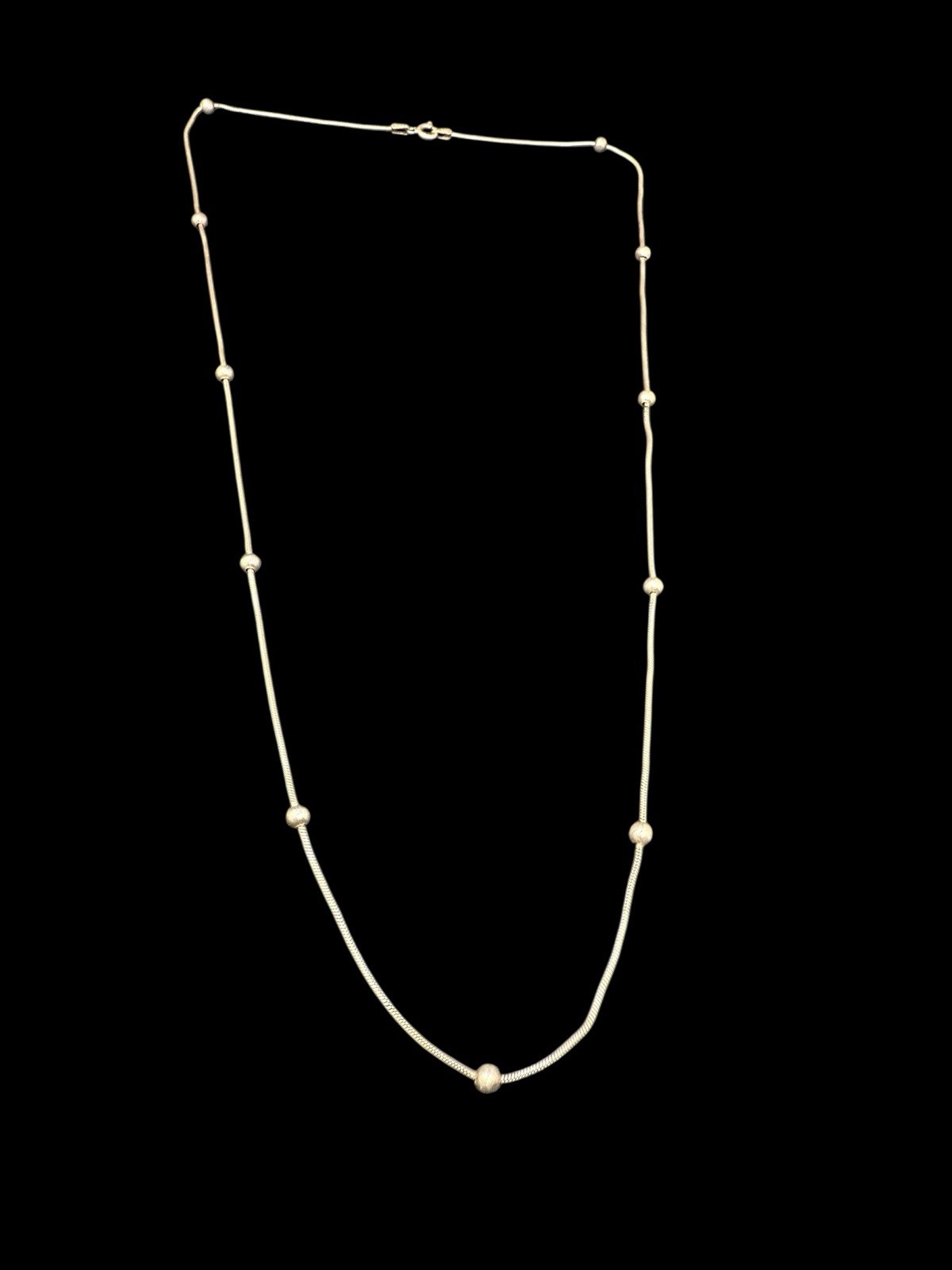 Sterling Silver 925 Round Ball Bead Station Chain Italy 24” Necklace