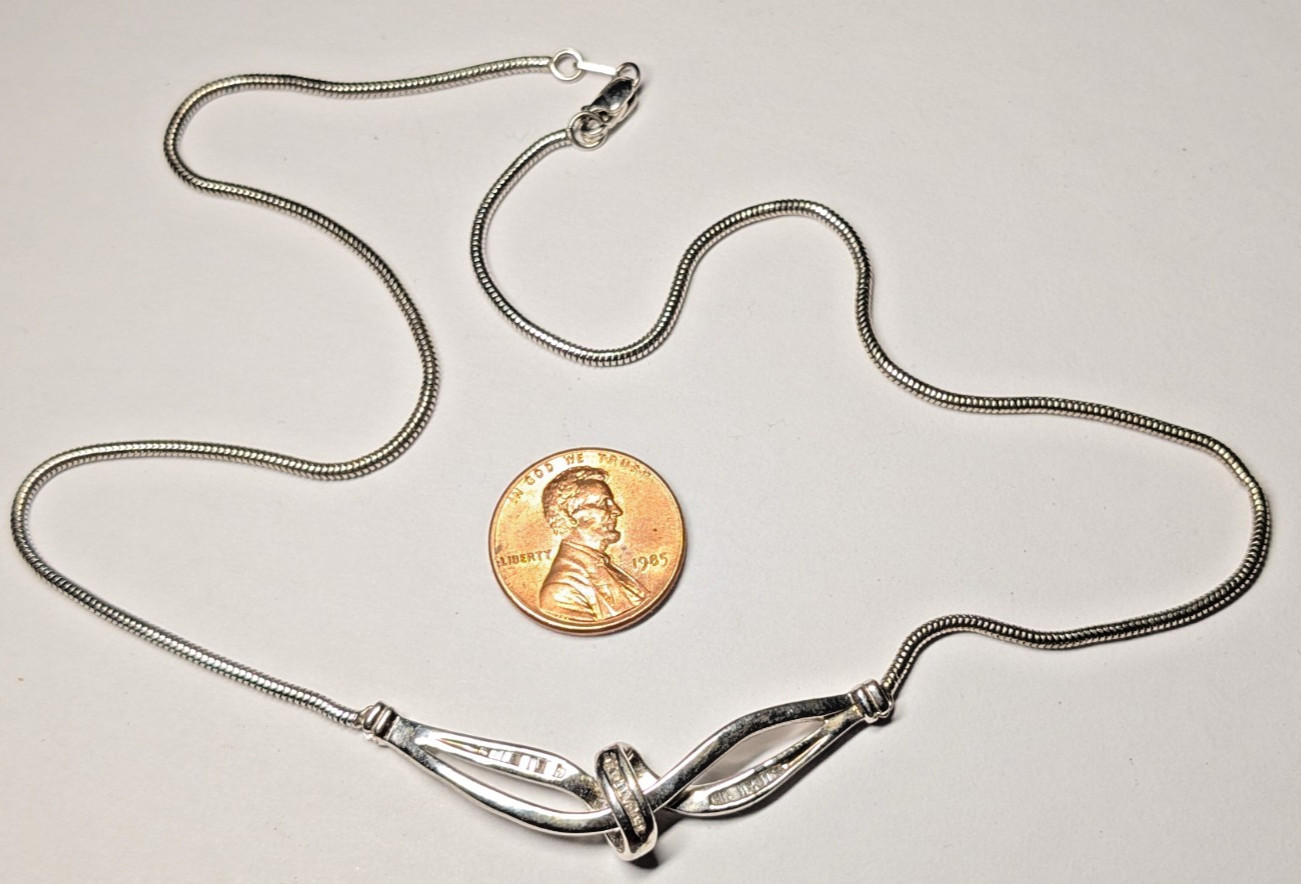STERLING SILVER HENG NGAI SIGNED NECKLACE DIAMONDS ABOUT 17″ HALLMARKED SIGNED