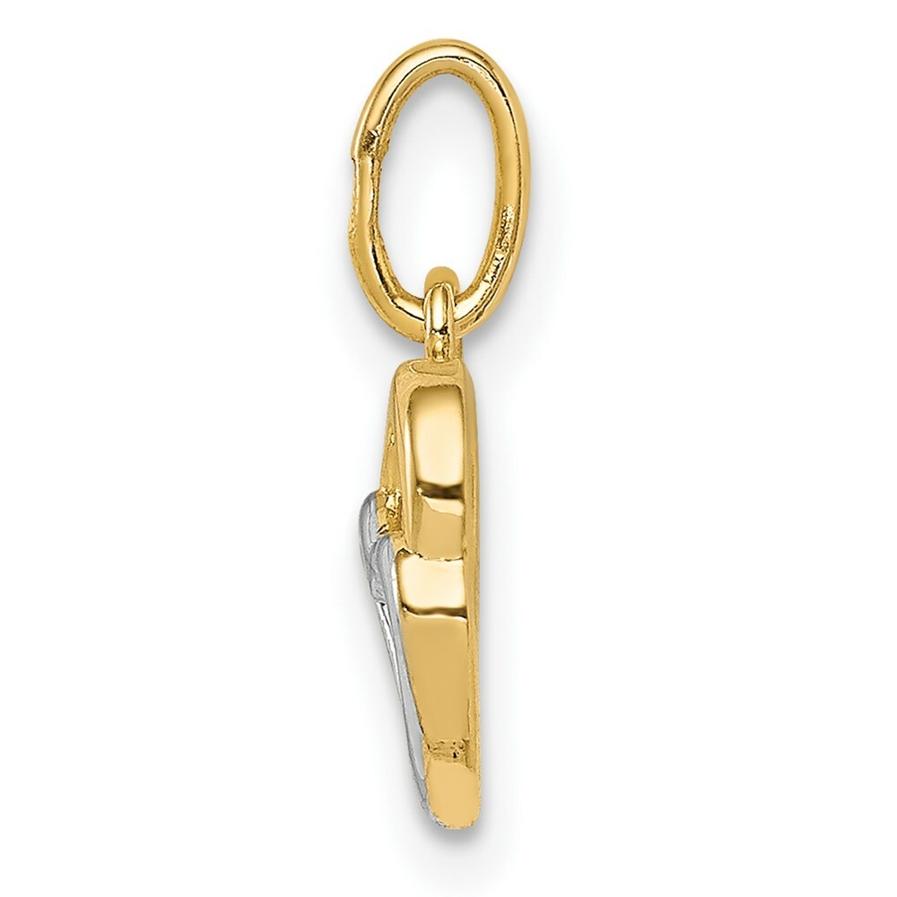14K Yellow Gold and Rhodium Polished Hearts Pendant YC1353