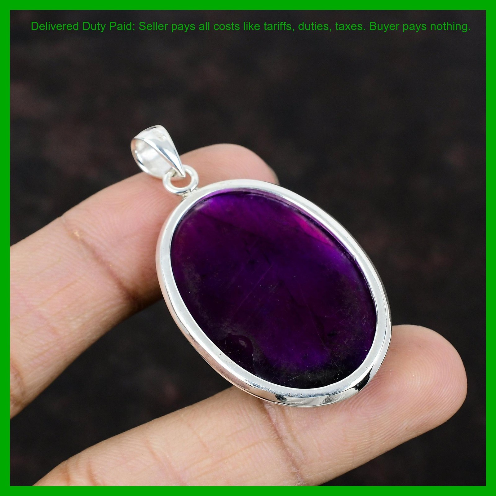 Purple Fire Labradorite Gemstone 925 Silver Handmade Sisters Gift Bezel Pendant