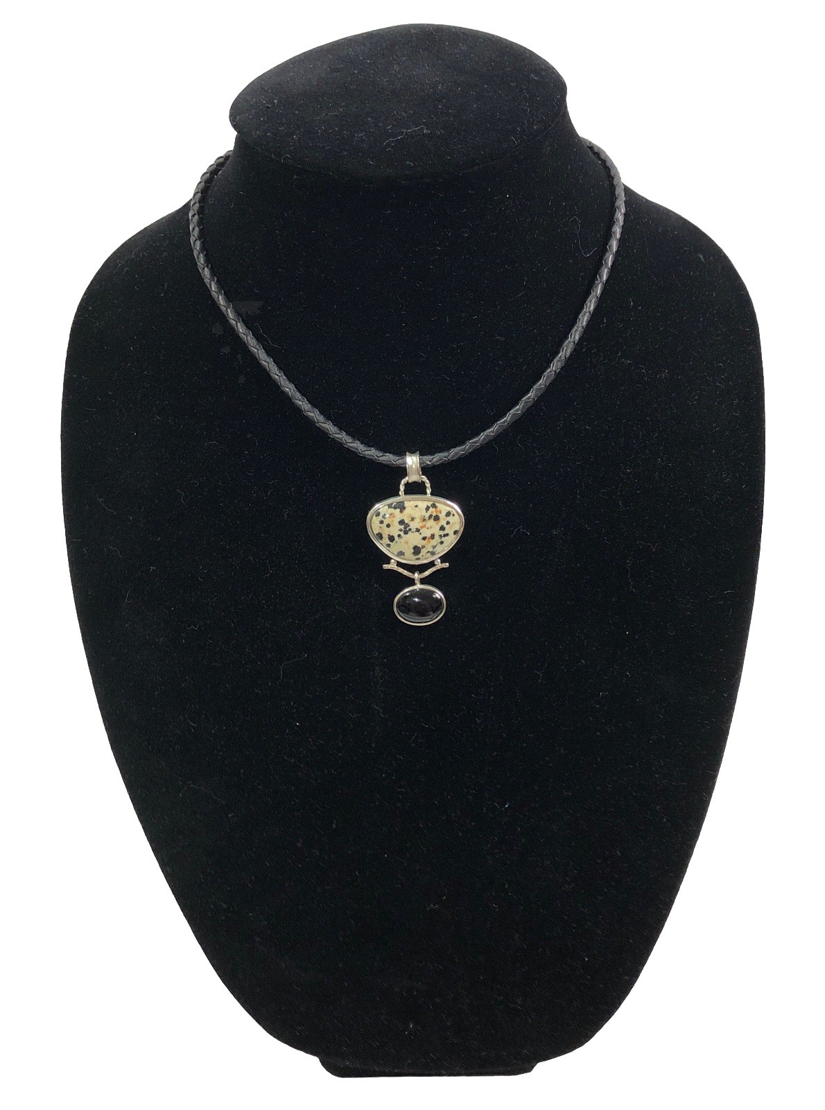 Whitney Kelly Pendant Necklace Sterling Silver Jasper Onyx – 16 inch Length