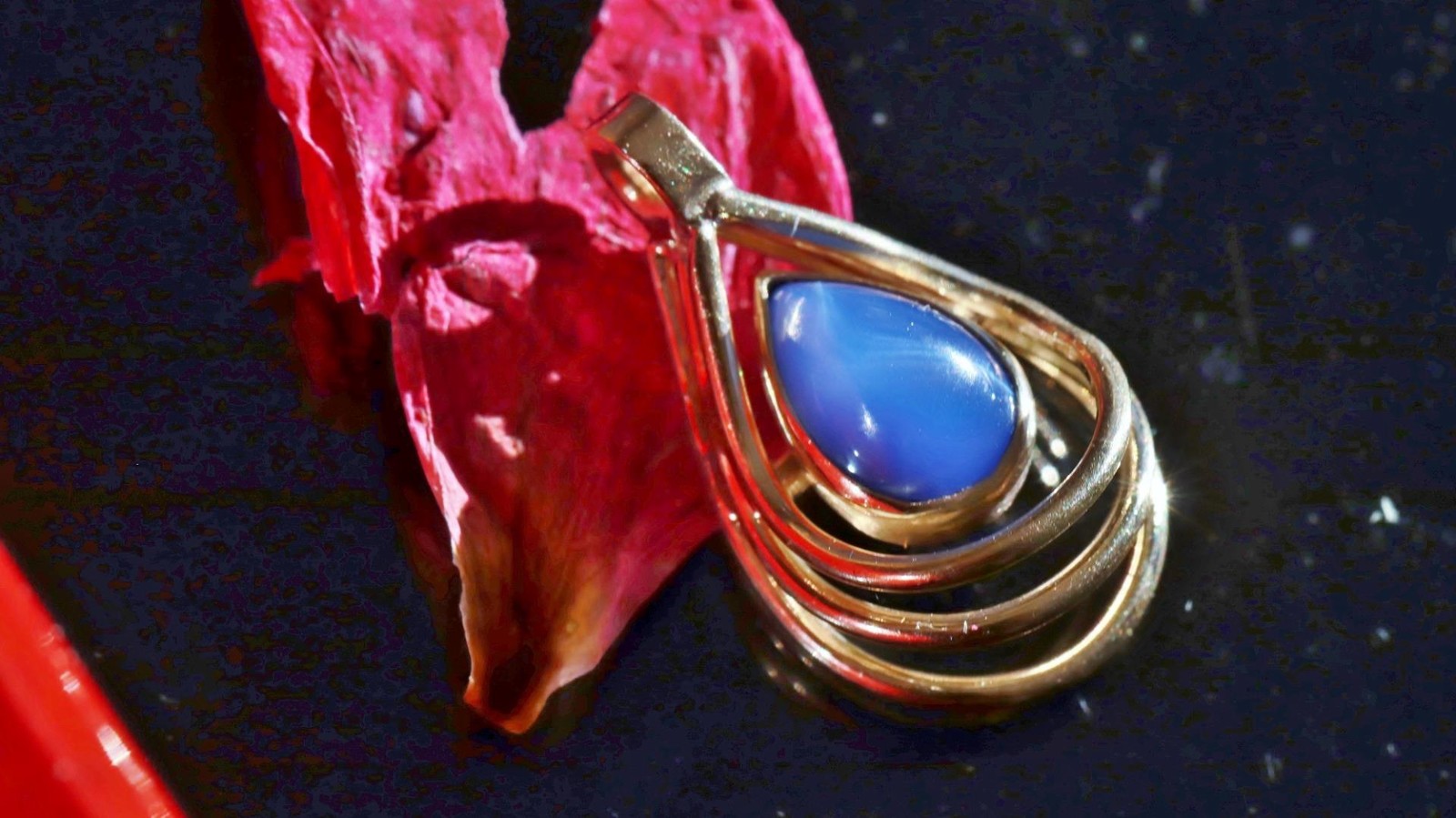 14k yellow gold pendant 1.45ct lab created blue star sapphire charm 2.45gr N3738