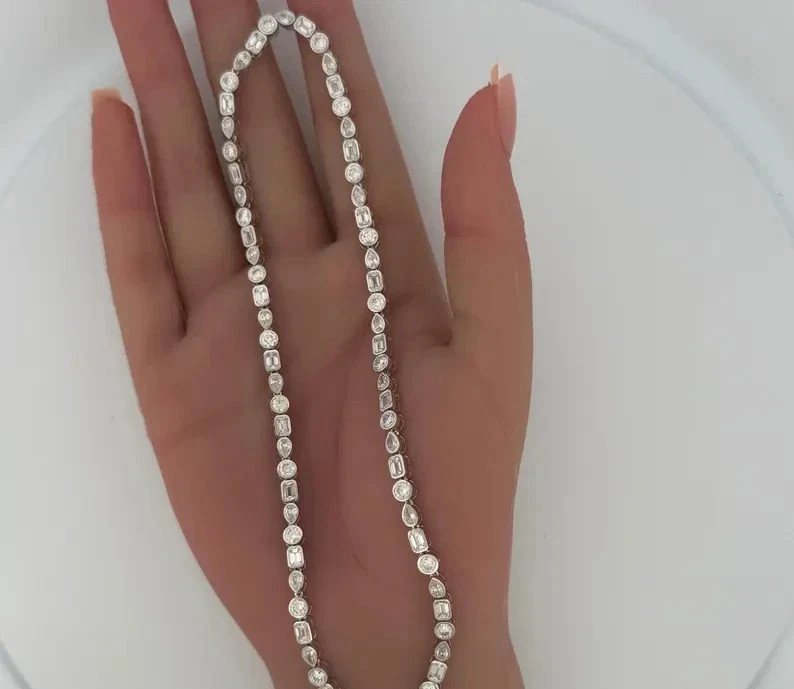 15 Ct Multi Shape Lab Created Diamond Tennis Bracelet 14k White Gold Plated