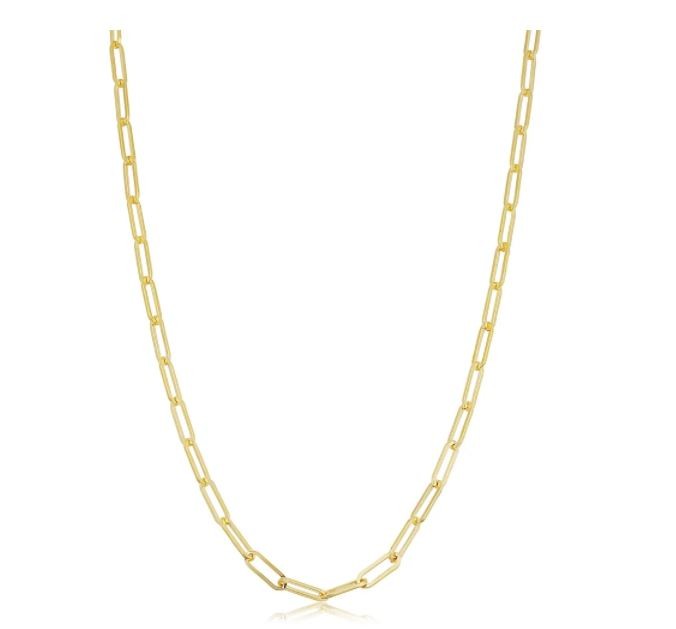 14k Solid Yellow Gold Filled 2.5 millimeter Paper Clip Capsule Link Chain