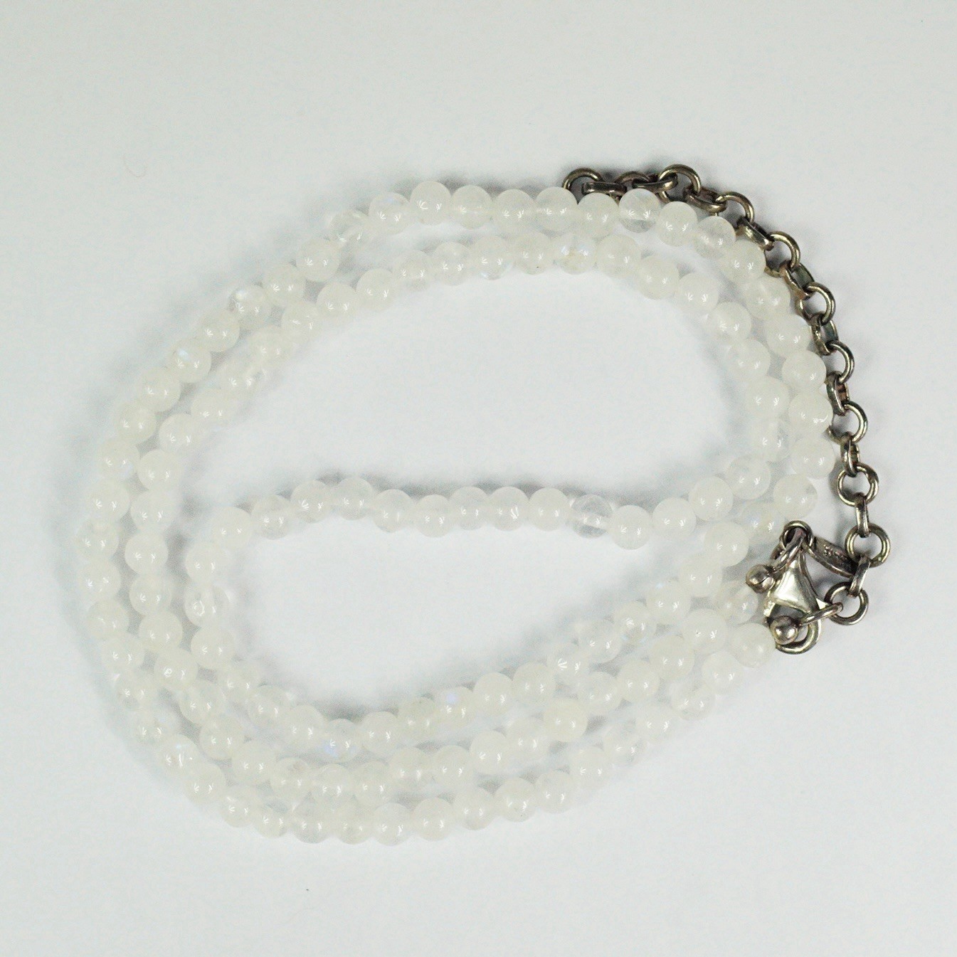 Nicky Butler Sterling Silver 5.1 mm Round Ball Bead Moonstone Necklace 24-27”