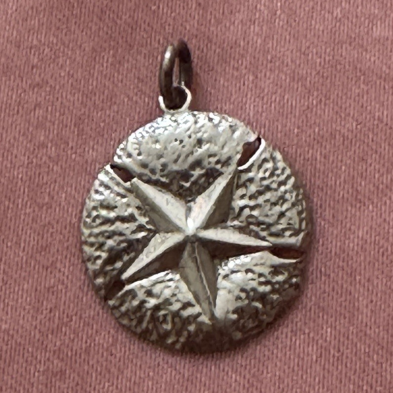 925 Sterling Silver Sand Dollar Round Star Disc Charm Pendant ATI Signed