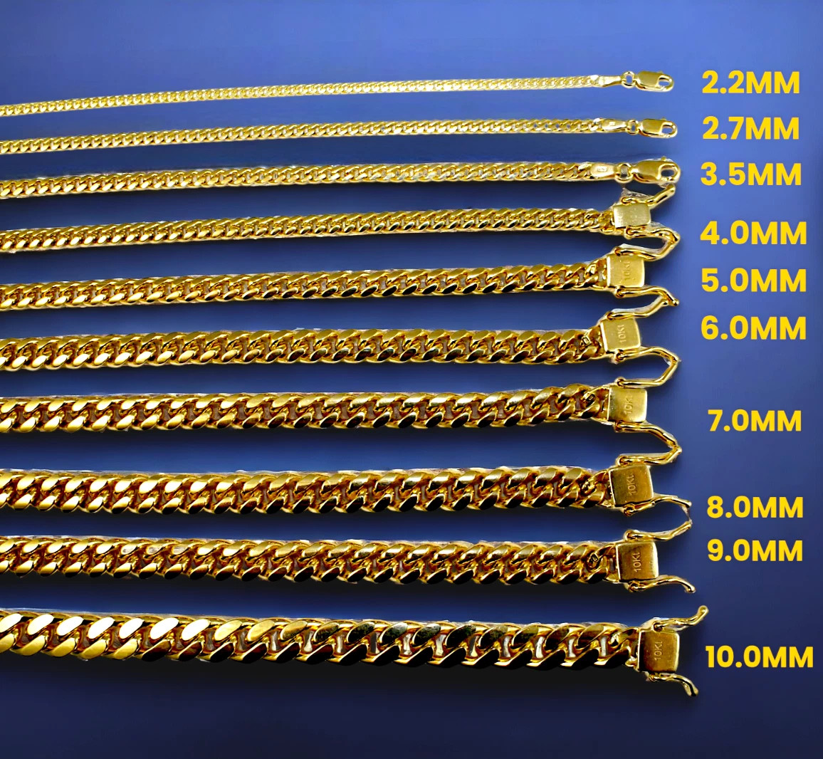 10K Yellow Gold SOLID Miami Cuban Link Necklace Bracelet Chain 2.5mm-11mm 7″-30″
