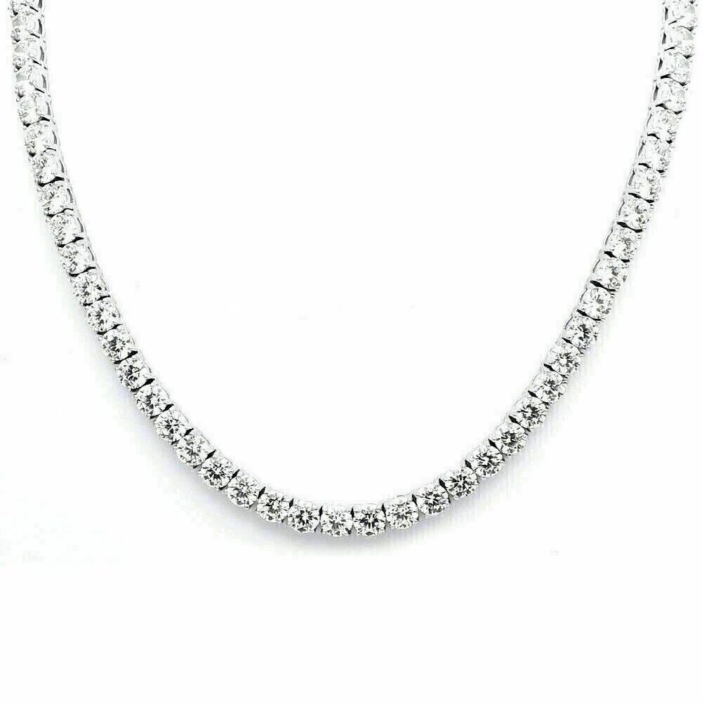 20 Ct Round Cut Lab Created Diamond Tennis Necklace 14K White Gold Plated Silver