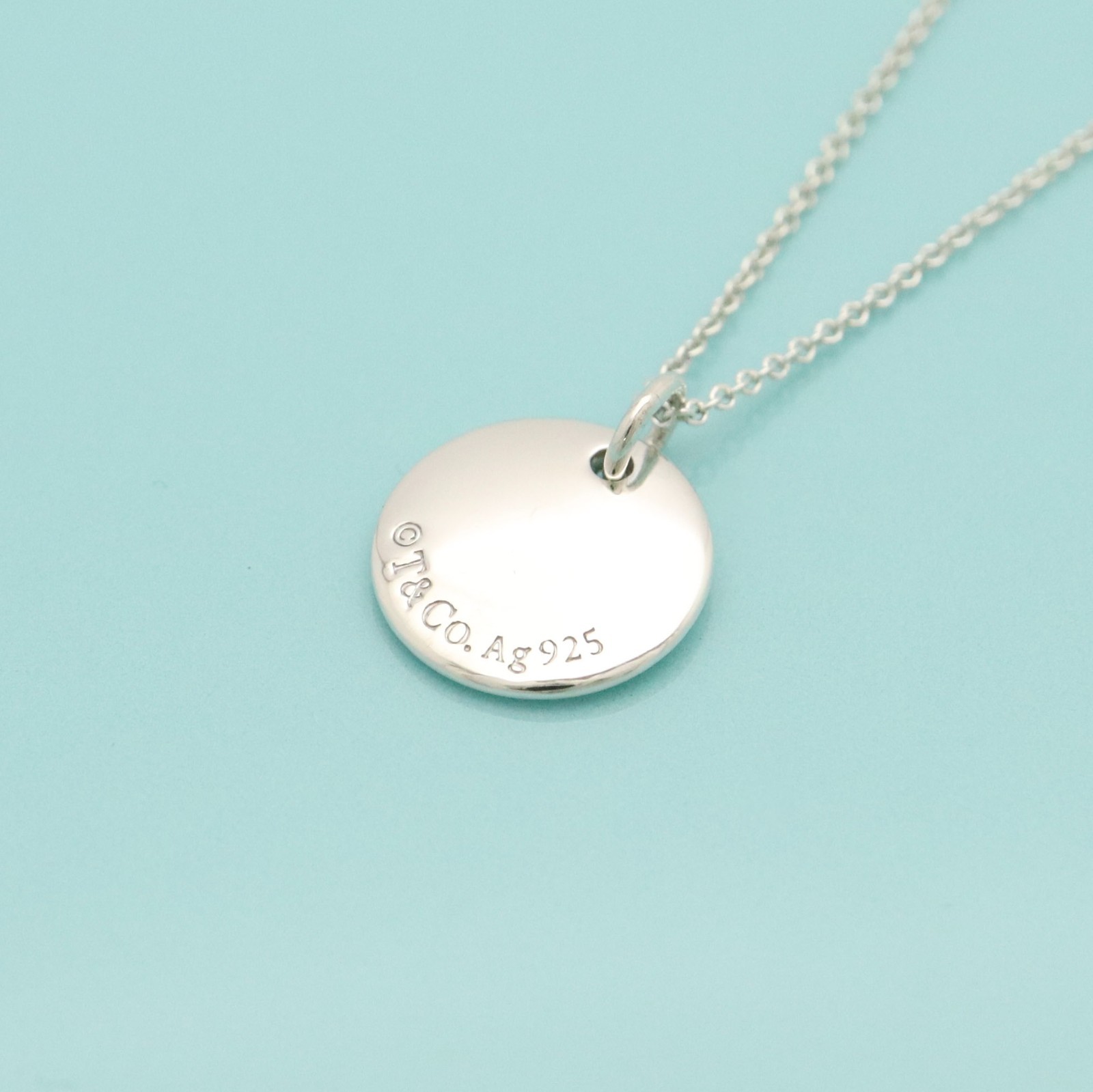 Tiffany & Co. Letter K Notes Alphabet Initial Disc Necklace 16.2″ Silver 925
