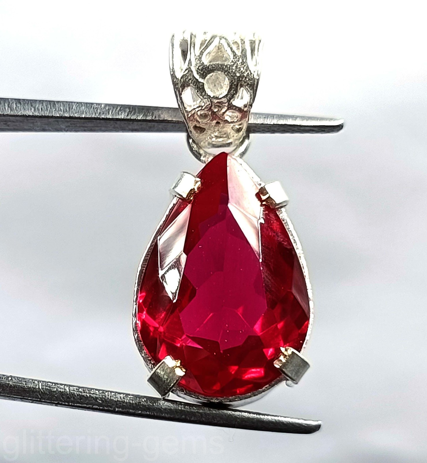 22.00 Ct Natural Red Ruby Pendant IGL Certified 925 Solid Silver Gemstone Heated