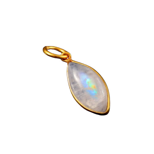 Genuine Moonstone Pear Shape Pendant 14K Yellow Gold Fine Jewelry 3160