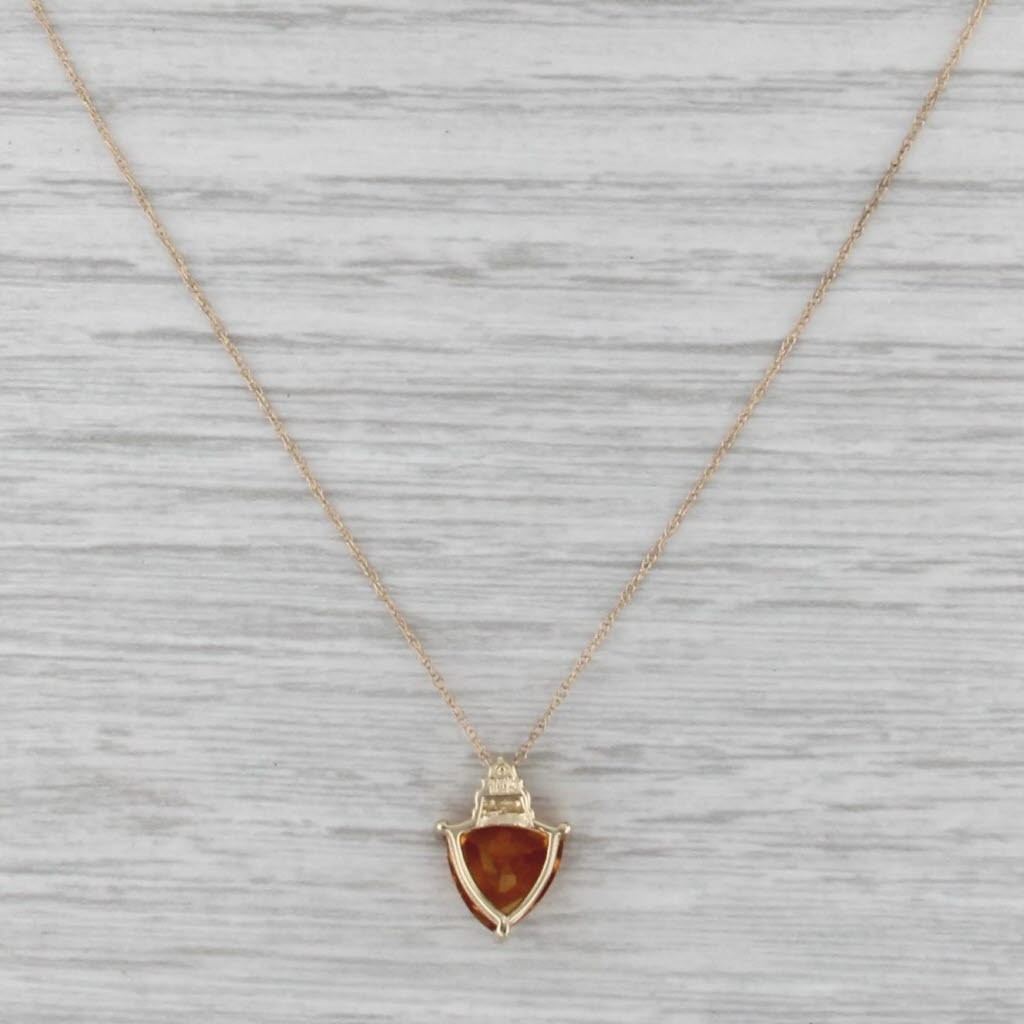 1.60ct Citrine Diamond Pendant Necklace 10k Yellow Gold 18.25″ Rope Chain