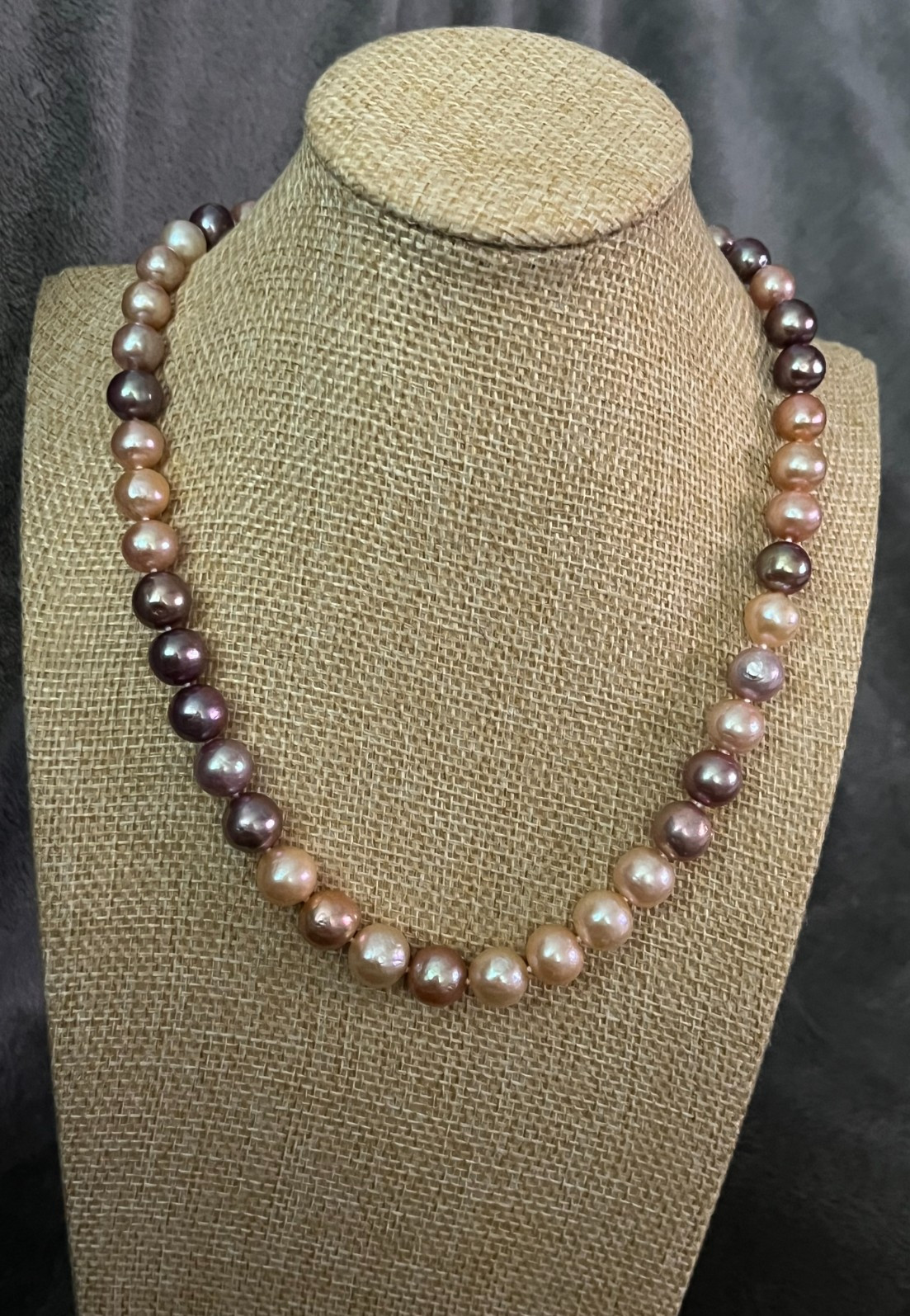 Large Edison Pearl Necklace S925 Toggle Clasp Metallic Candy 45cm Cert
