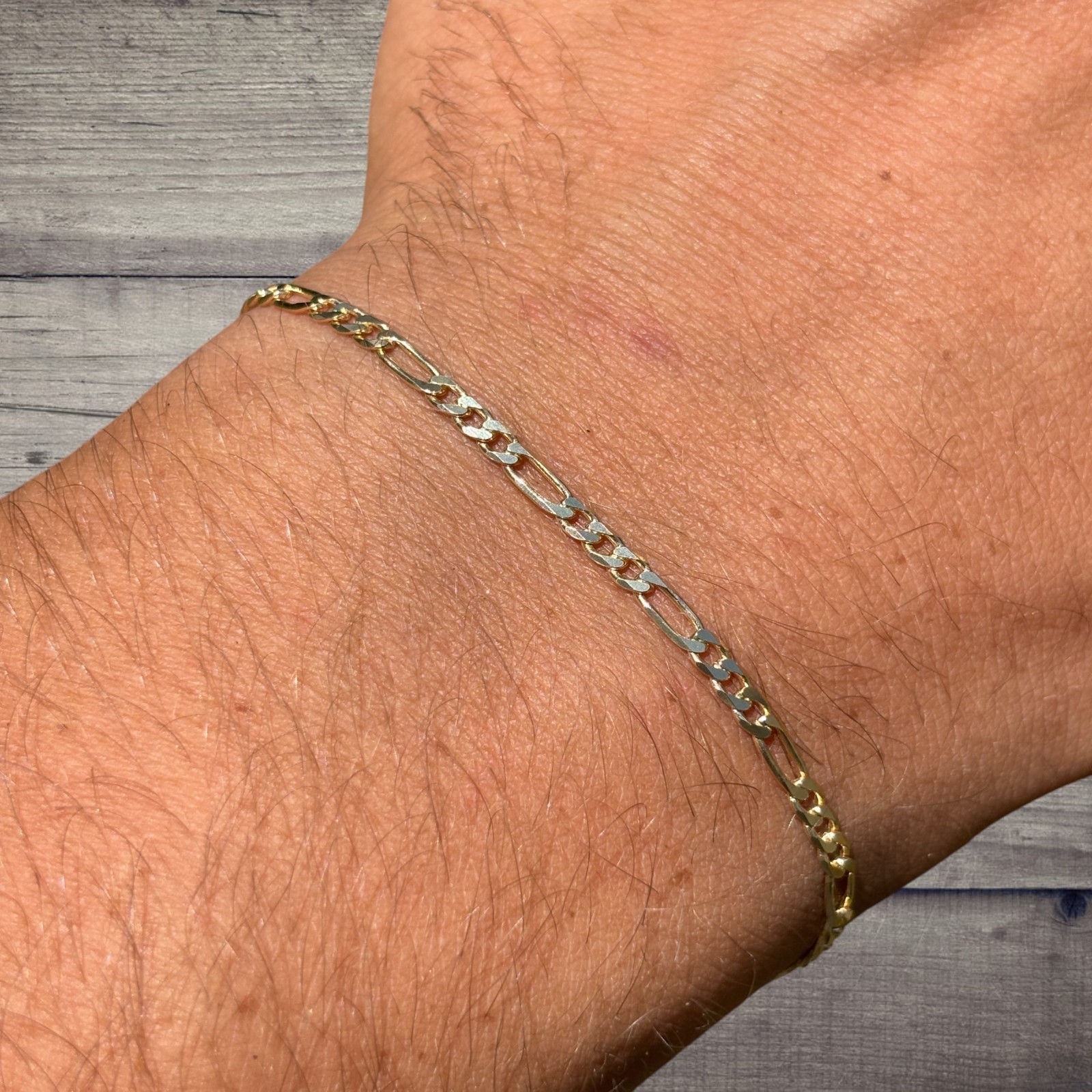 2.5mm Figaro Bracelet Link – Real Solid 925 Sterling Silver Or 14k Gold Vermeil