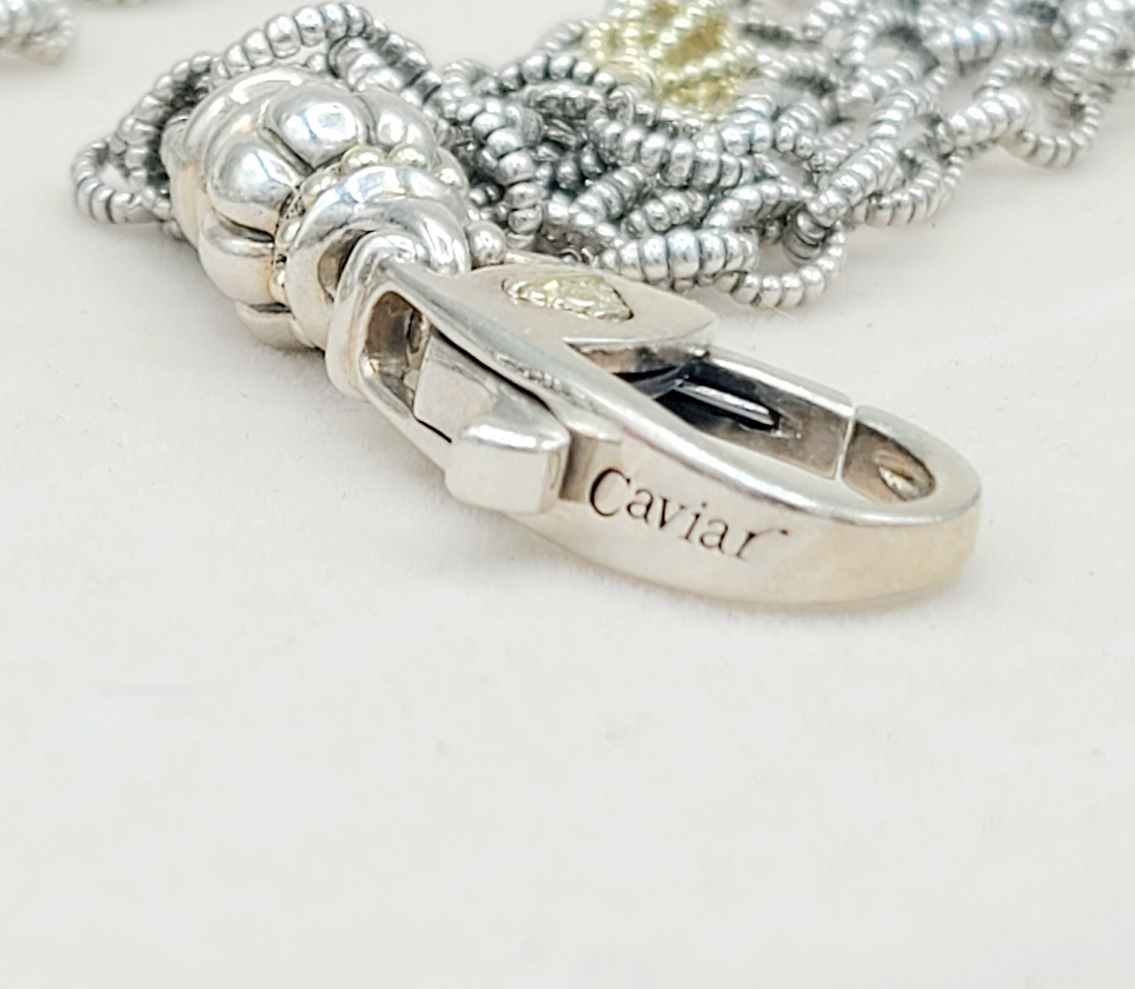 Lagos Caviar Signature Four Row Mixed Link Necklace with 18k Gold