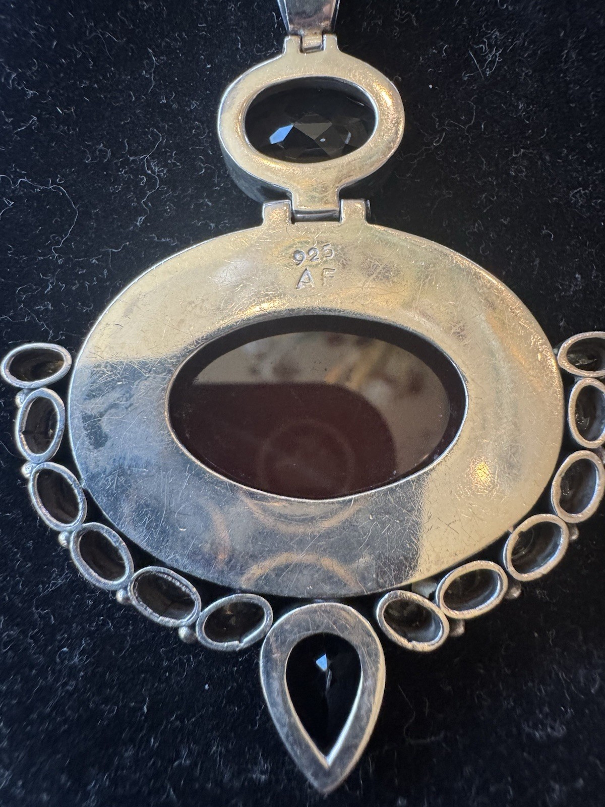 Cabochon And Smokey Topaz Pendant With Yellow Semi Precious Stones Set In Silver